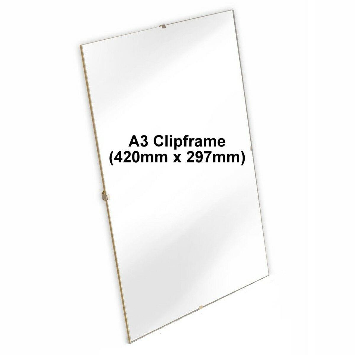 Clip Frame A3 Size Frameless Picture Frame Photo Poster Certificate Non Glass