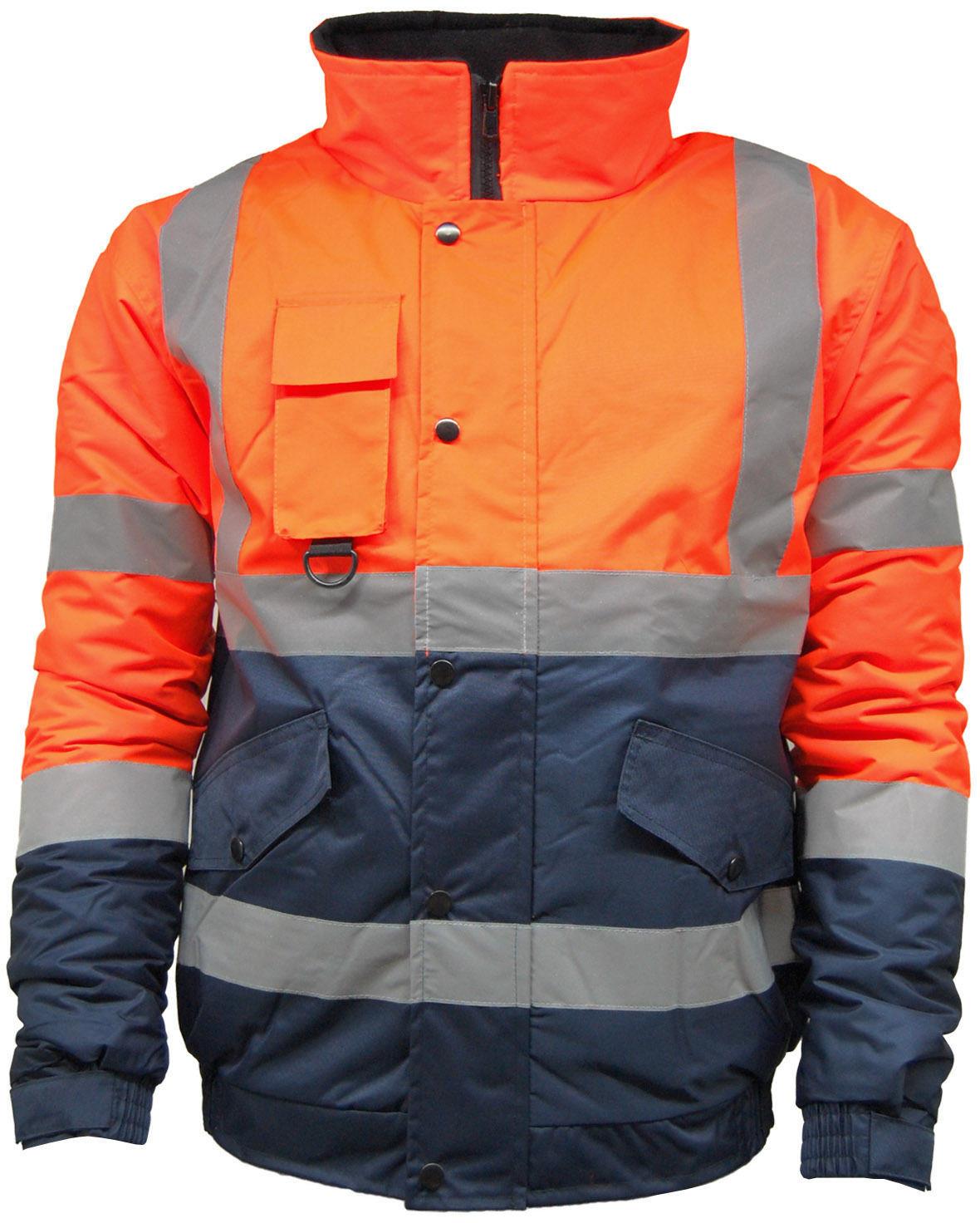 Mens Hi Vis Visibility Waterproof Bomber Jacket | Hi Viz Work Wear Coat ...