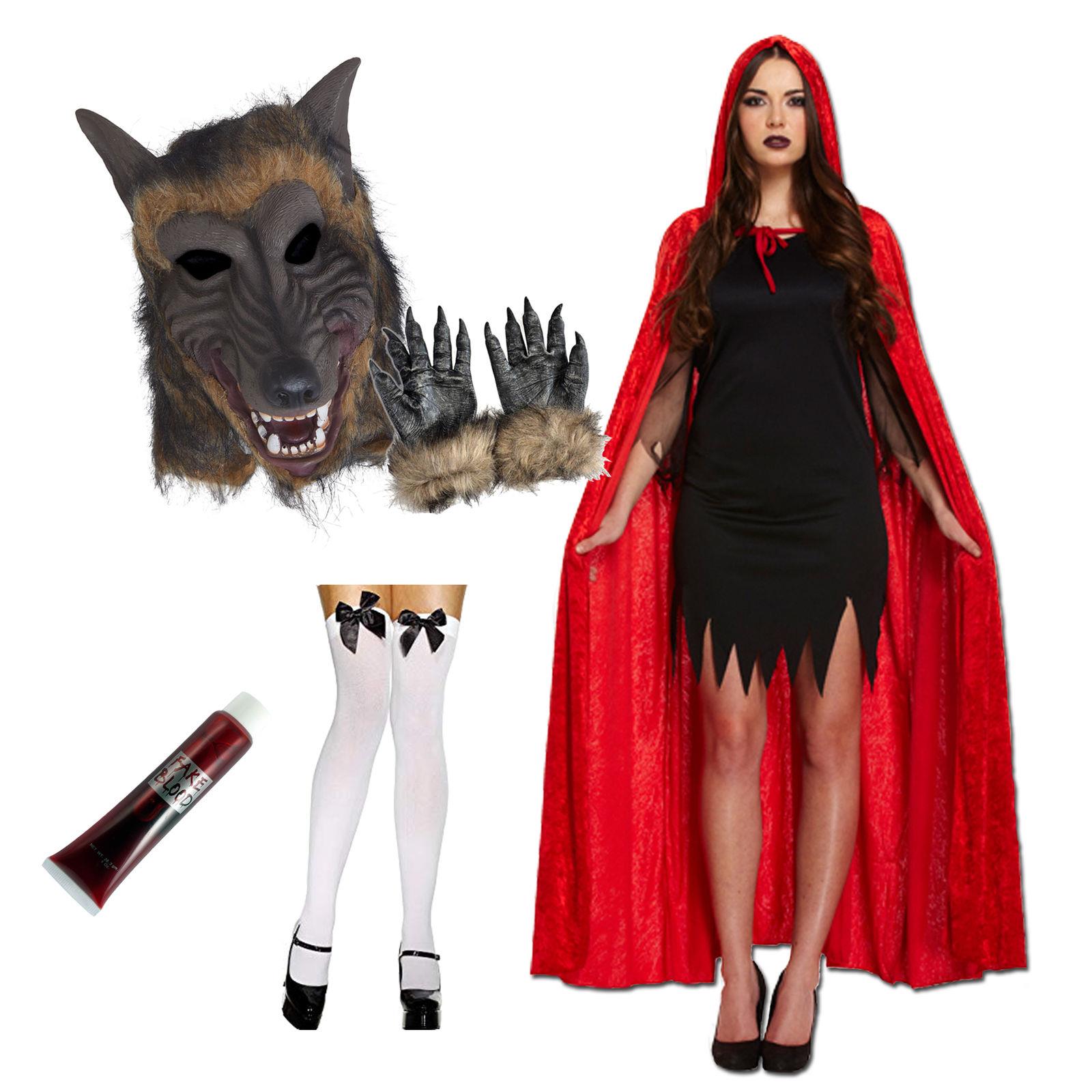 Red Riding Hood and Wolf Couple Costume Halloween Werewolf ...