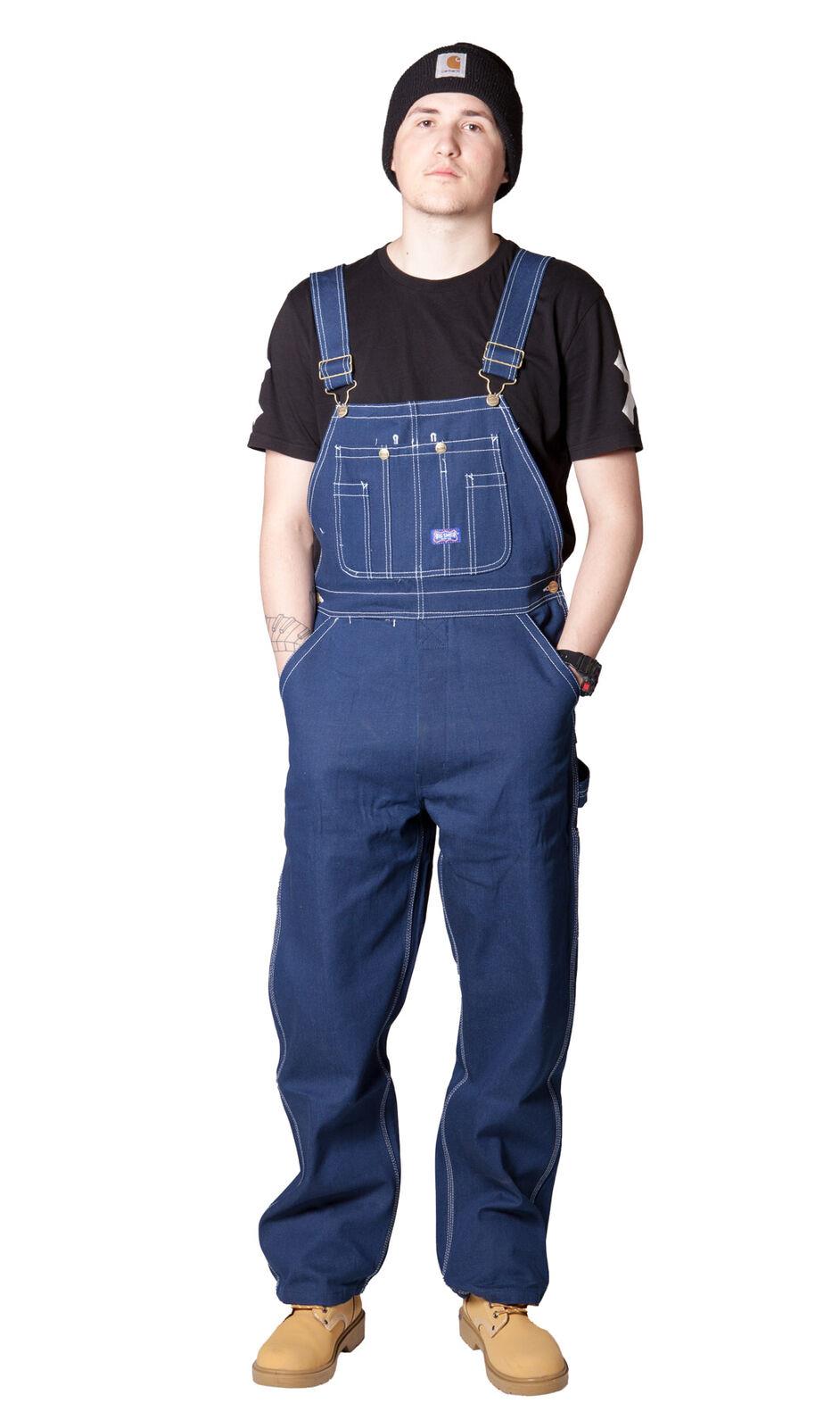Big Smith Men's Dungarees - Indigo Work Overalls for Men Blue Jeans