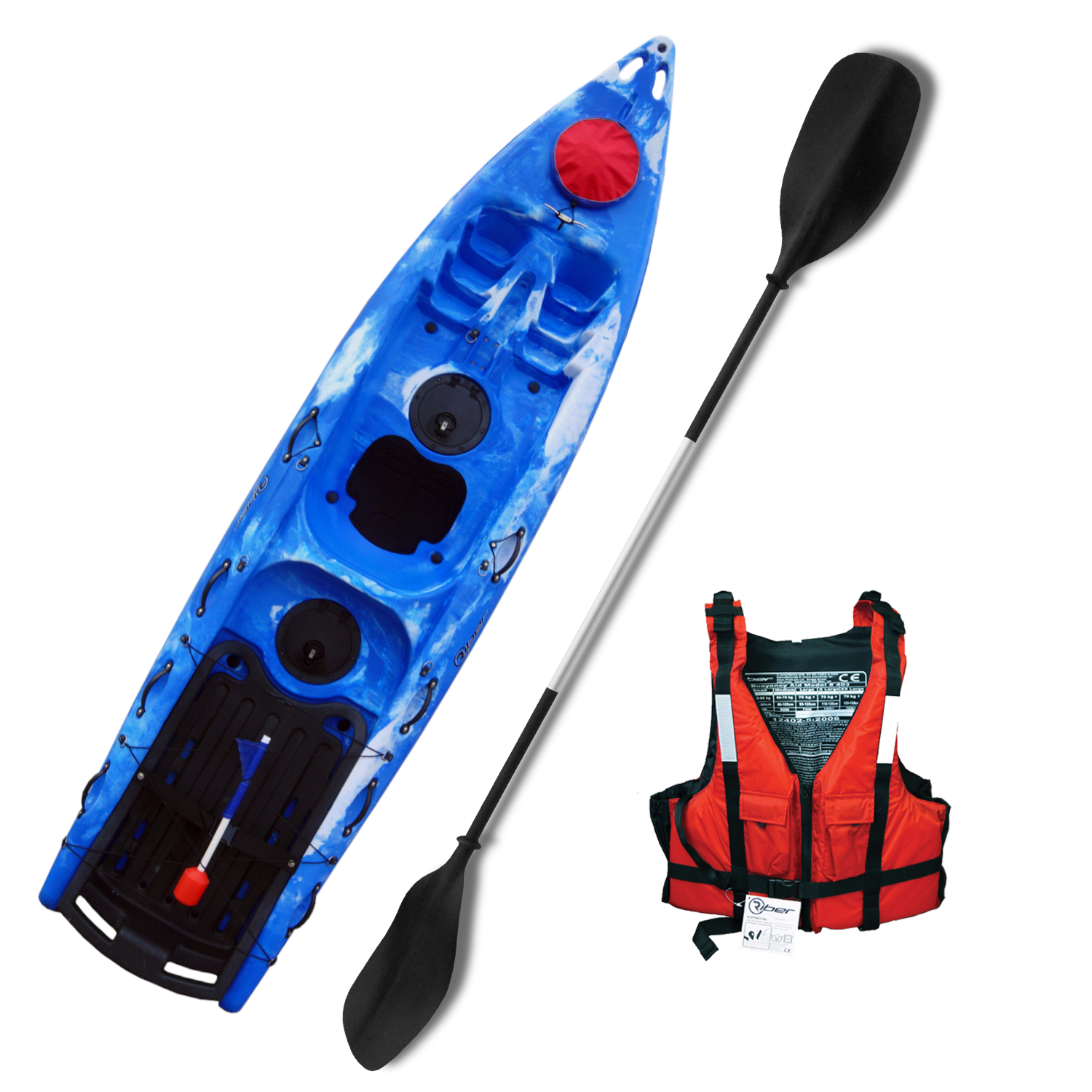 Riber Dive Kayak One Person Sit On Top Divers Kayak Blue & White Starter Pack | eBay