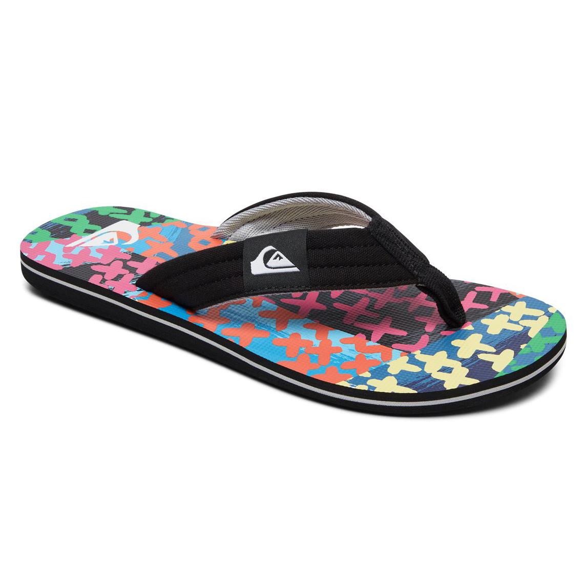blue and black flip flops