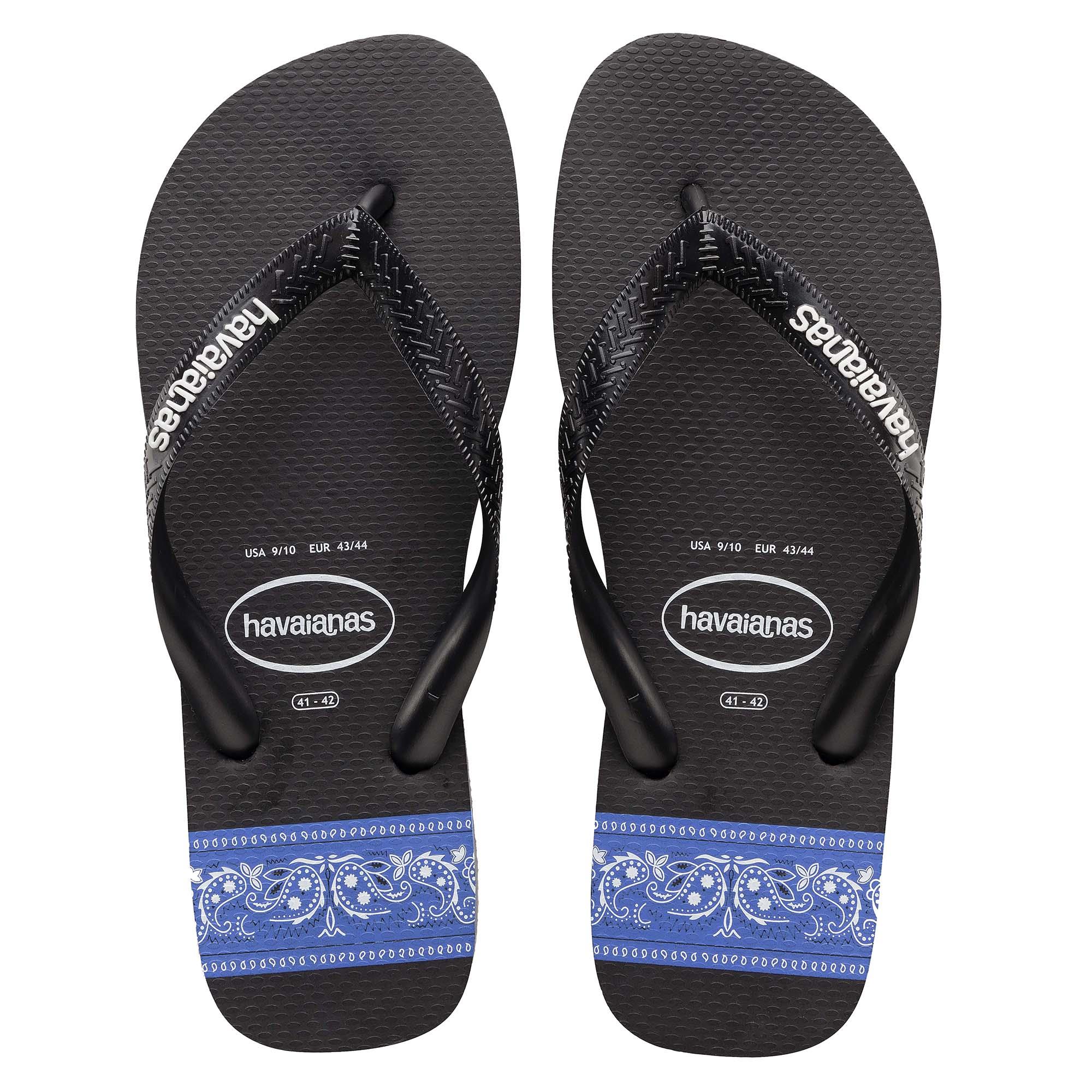 blue and white havaianas