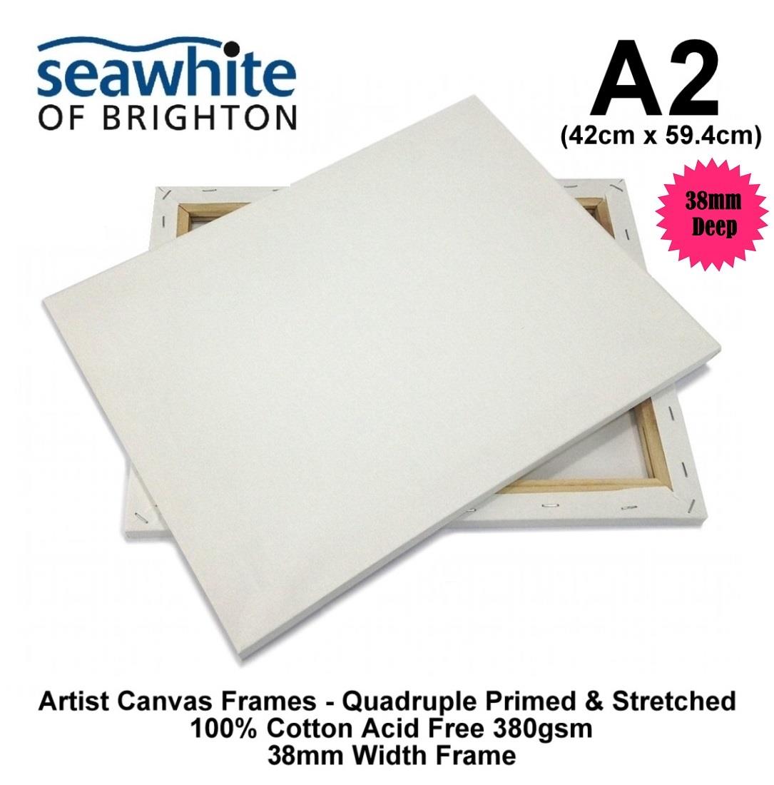 1//3//5//10 Seawhite A2 Canvas Frames Stretched Primed Cotton 380gsm 18mm Deep