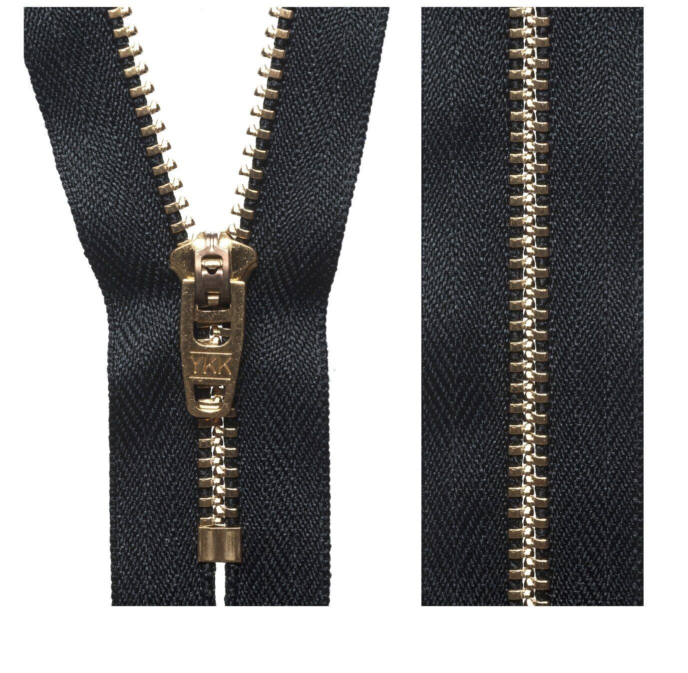 YKK BRASS METAL GOLD TEETH CLOSED ENDED ZIP NO 8 8 INCH 20CM CHUNKY HEAVY DUTY
