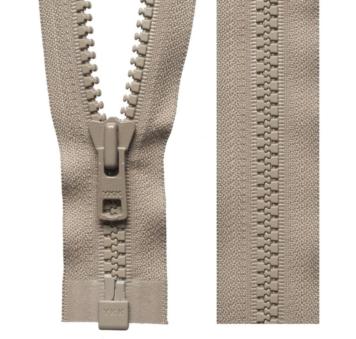 khaki YKK Vislon Open End Chunky Heavy Duty Coat zip 56cm 22.05 Inches 46 cm a 81 cm 