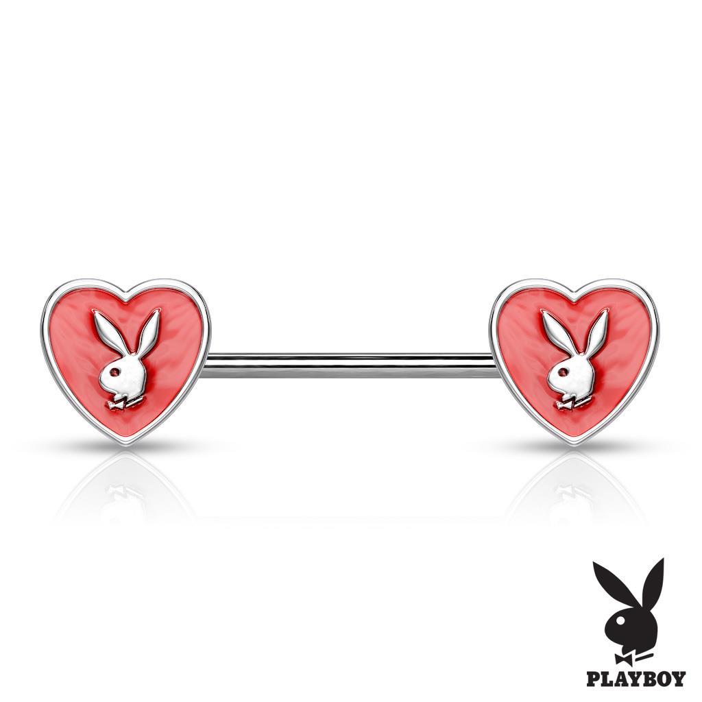 Playboy Lapin Email Coeur Teton Barre Avec 316l Acier Chirurgical Barre Ebay