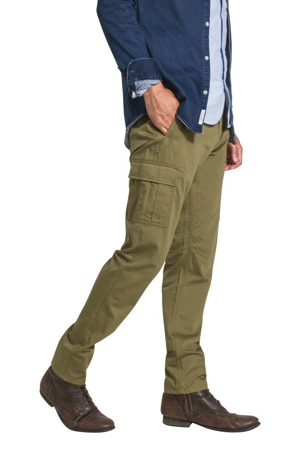 mens slim fit cargo work trousers