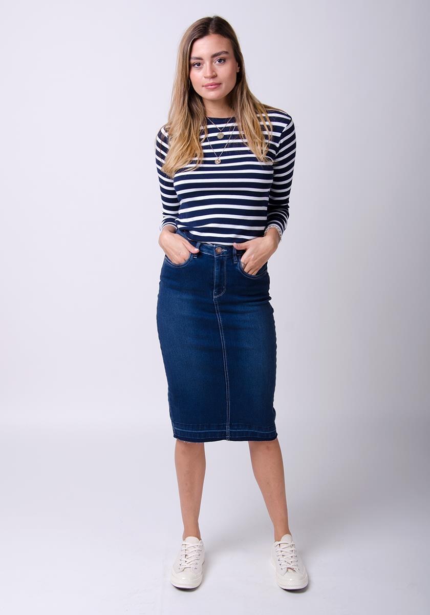 midi jean skirt video