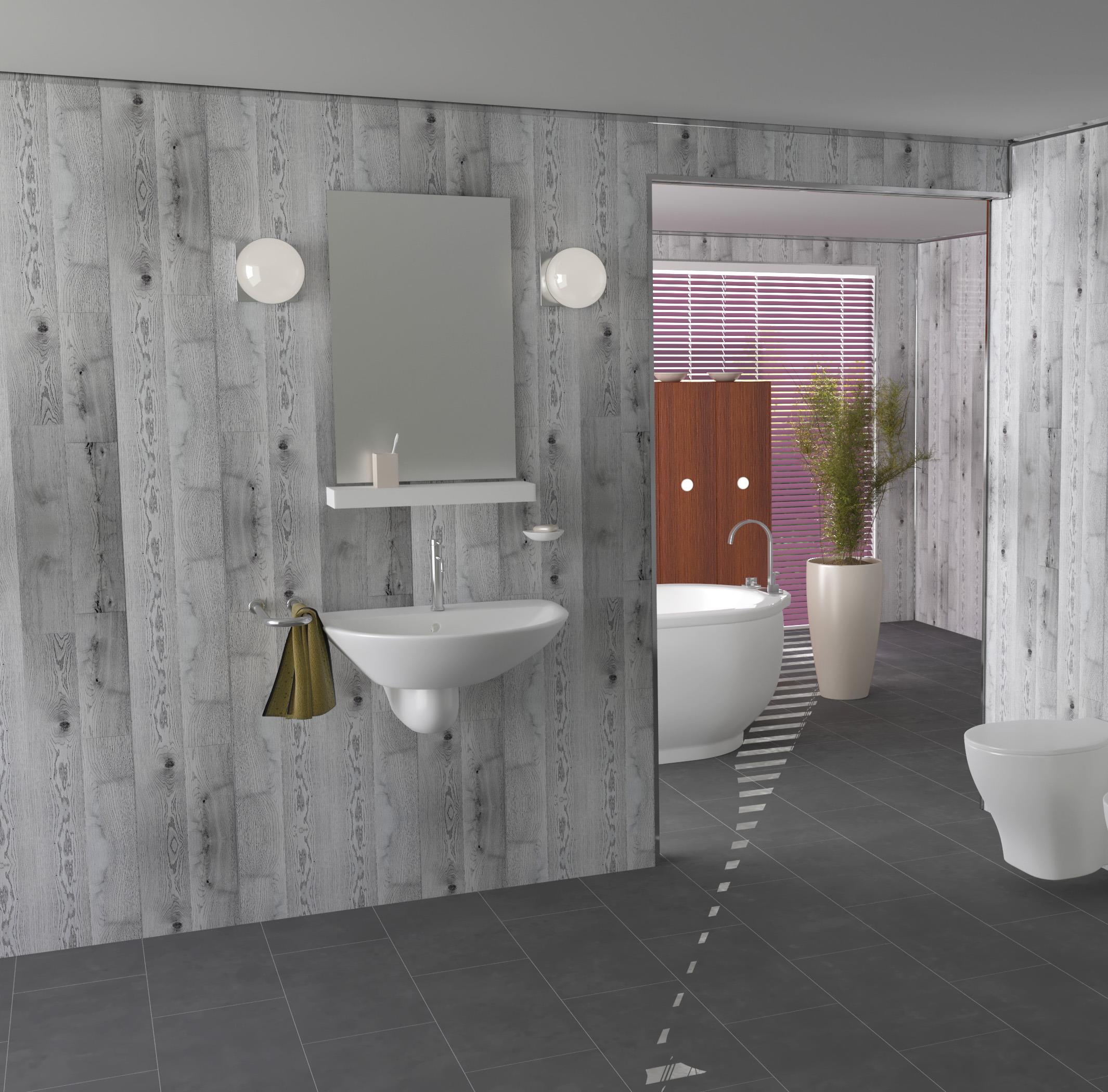Distressed Oak Grey Bathroom Wall Panels Cladding Shower