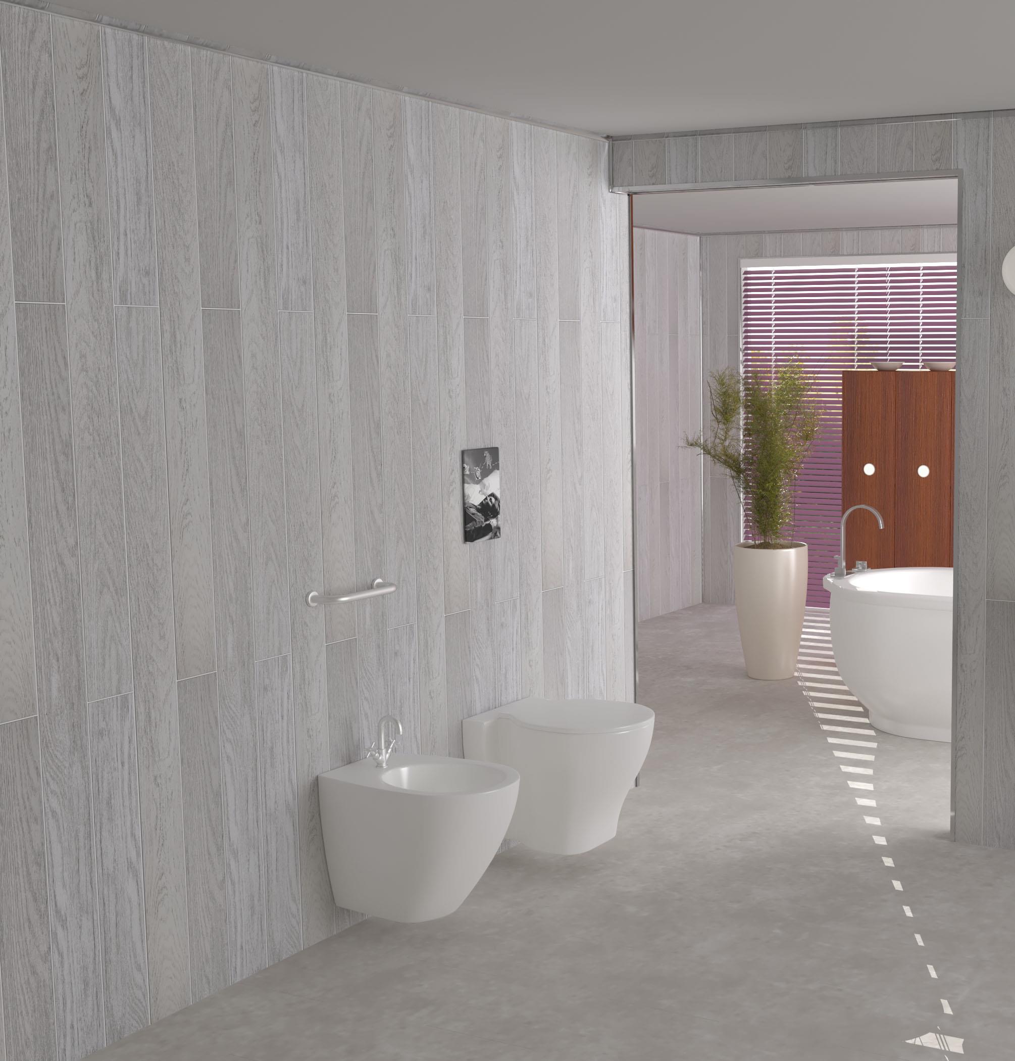 Limewash Ash Sandy Oak Panels Bathroom Cladding Grey/Brown Shower Wet