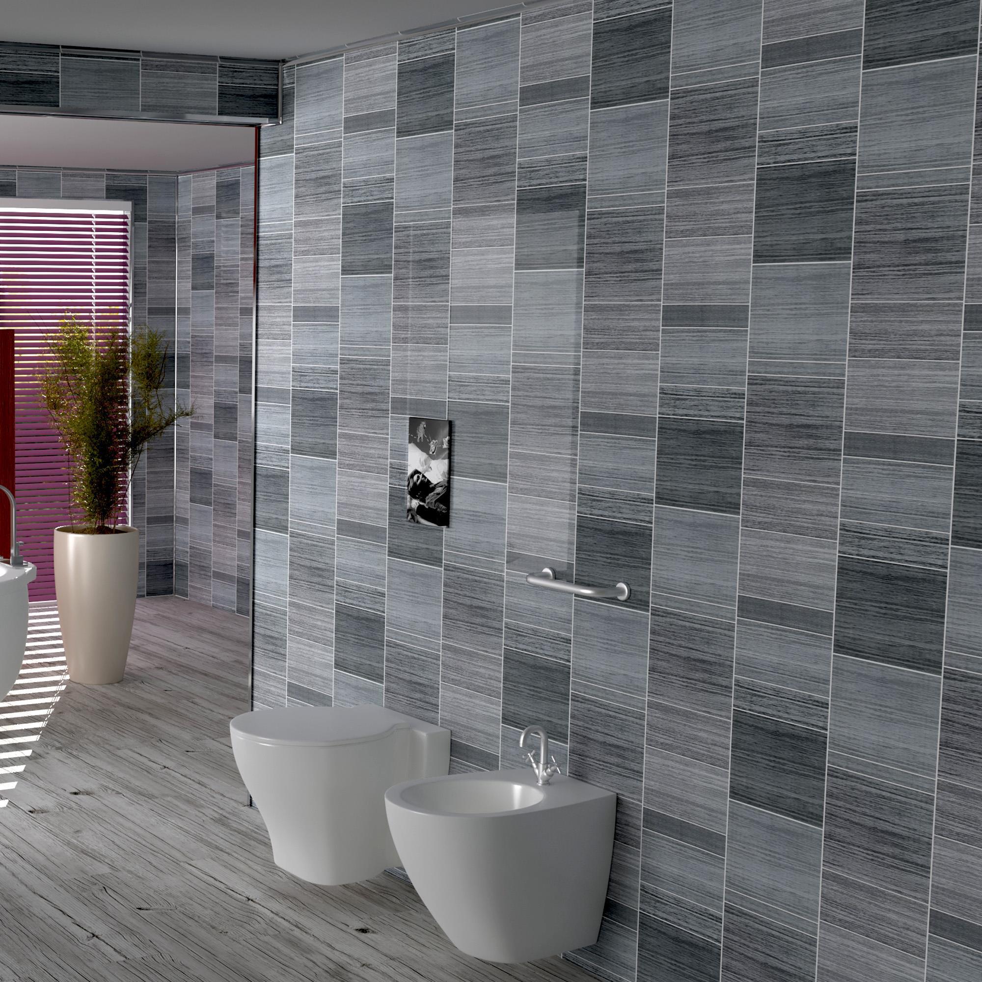 Grey Executive Panels, Tile Effect Cladding Bathroom Shower Wall PVC Panels 8mm eBay