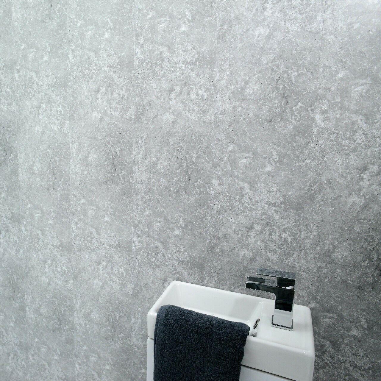 Grey Concrete Bathroom Panels Shower Cladding Plastic Wet Wall Kitchen