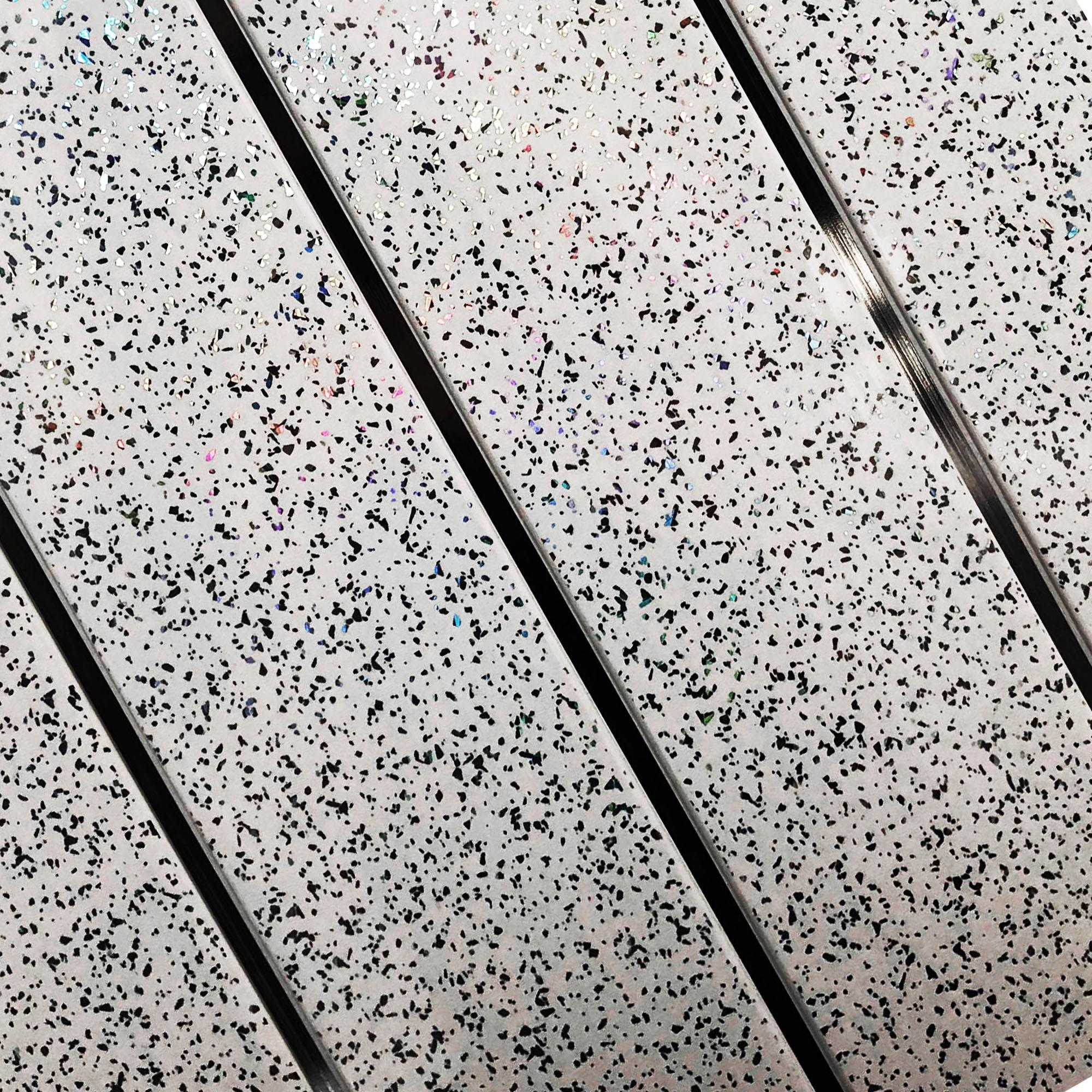 White Sparkle Chrome Bathroom Panels 8mm Shower Wet Wall Cladding PVC