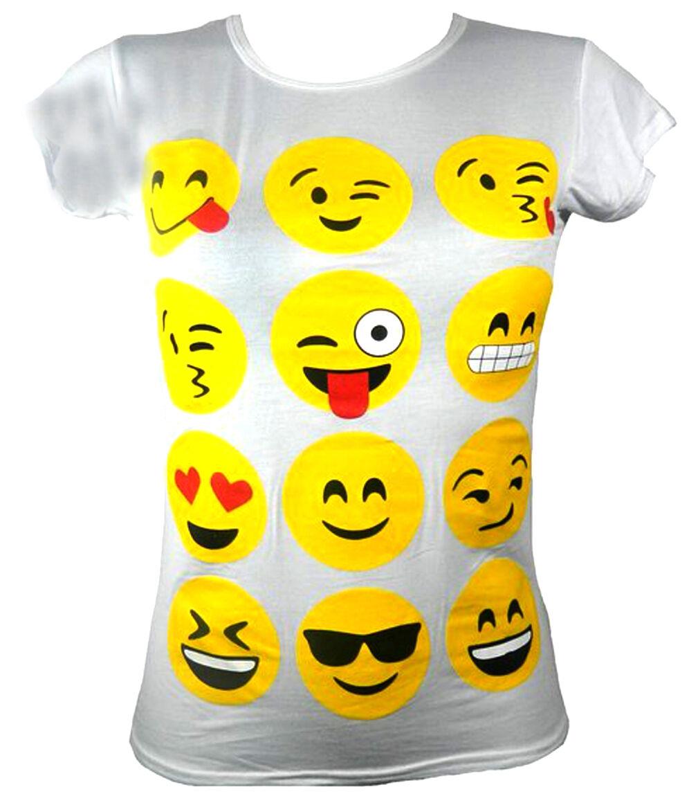 TShirts Emoji Tops Emoticons Happy Faces Short Sleeve Kids Girls Age