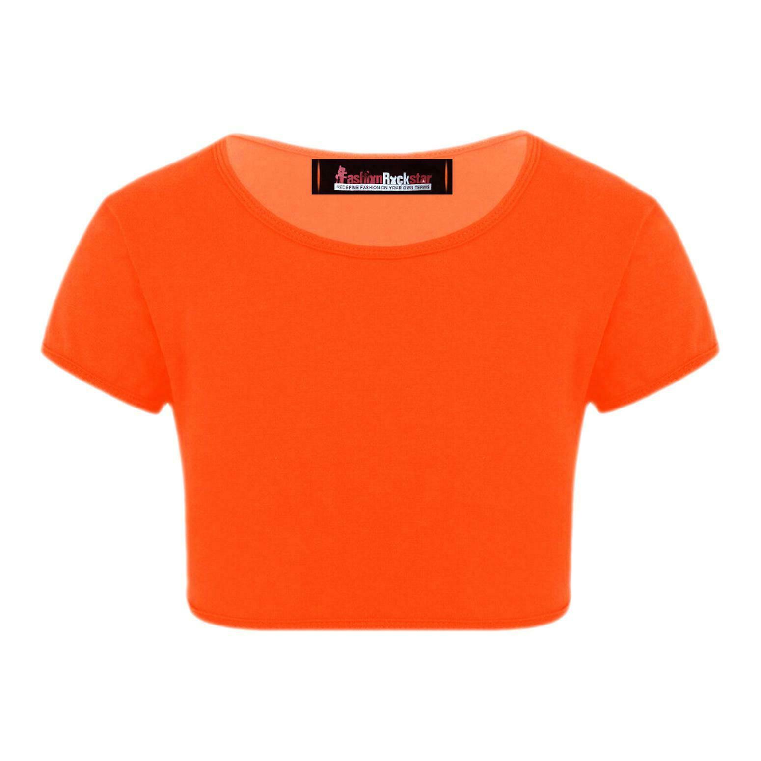 Girls Kids Plain Short Sleeves Crop Top Dance Belly Shirt 3-14 Years | eBay