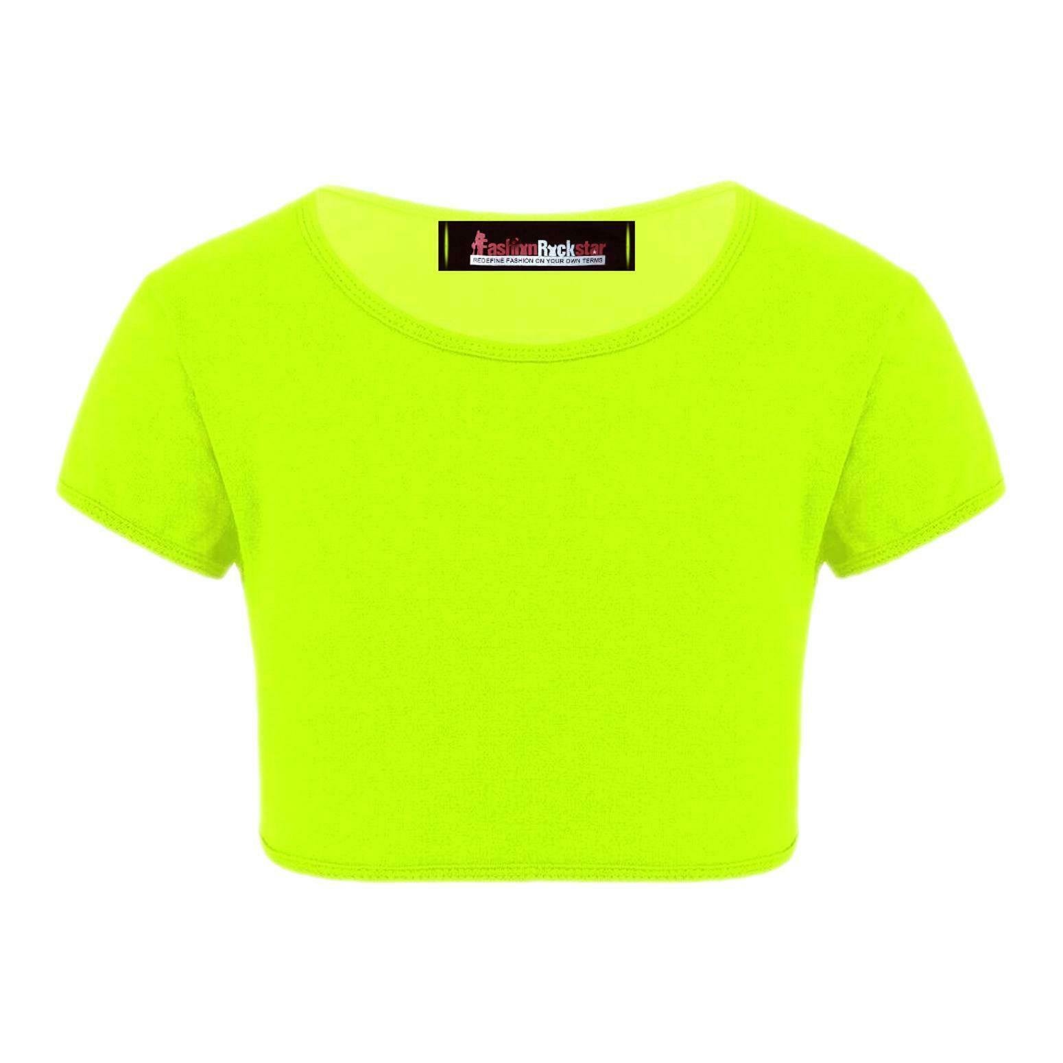 Girls Kids Plain Short Sleeves Crop Top Dance Belly Shirt 3-14 Years | eBay