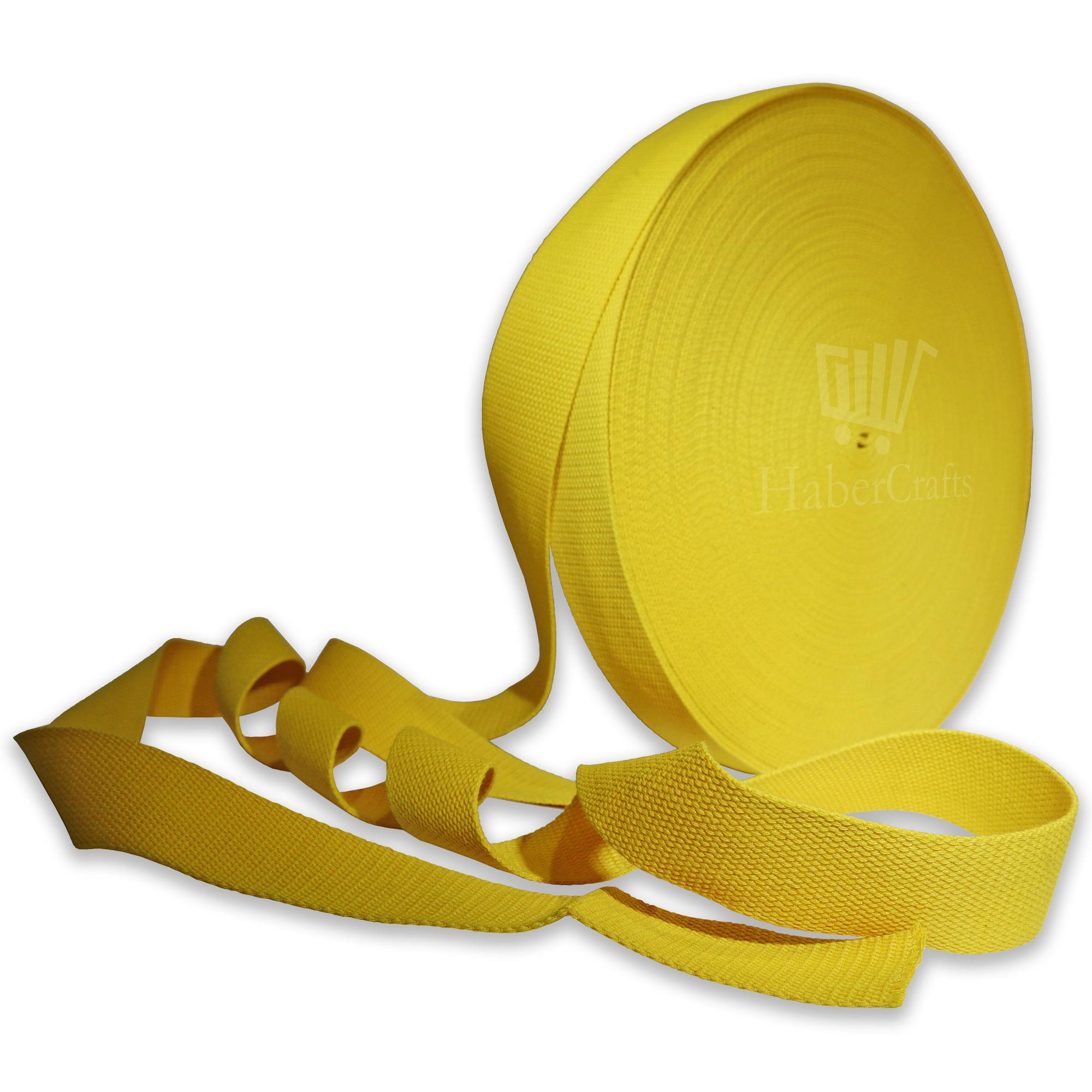 Yellow 25mm Cotton Webbing Tape Strapping 1 Inch Belt Strap Bag Making ...