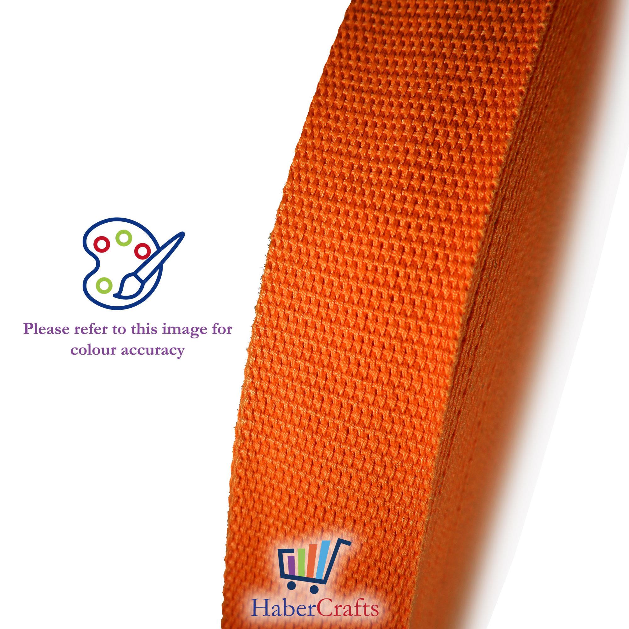 Orange 25mm Cotton Webbing Tape Strapping 1 Inch Belt Strap Bag Making Apron - Picture 11 of 12
