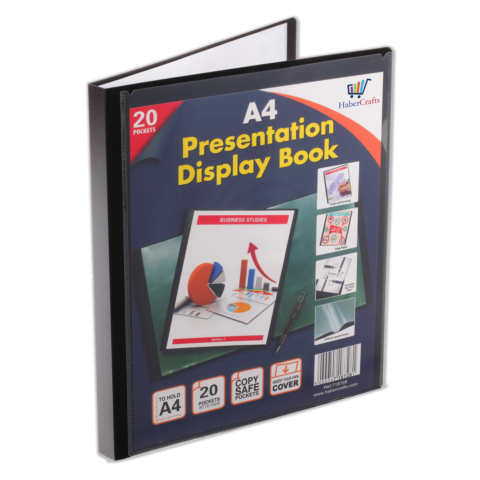 A4 Display Book 20 Pocket Portfolio Presentation Folder Flexi Cover Project Book - Picture 10 of 11