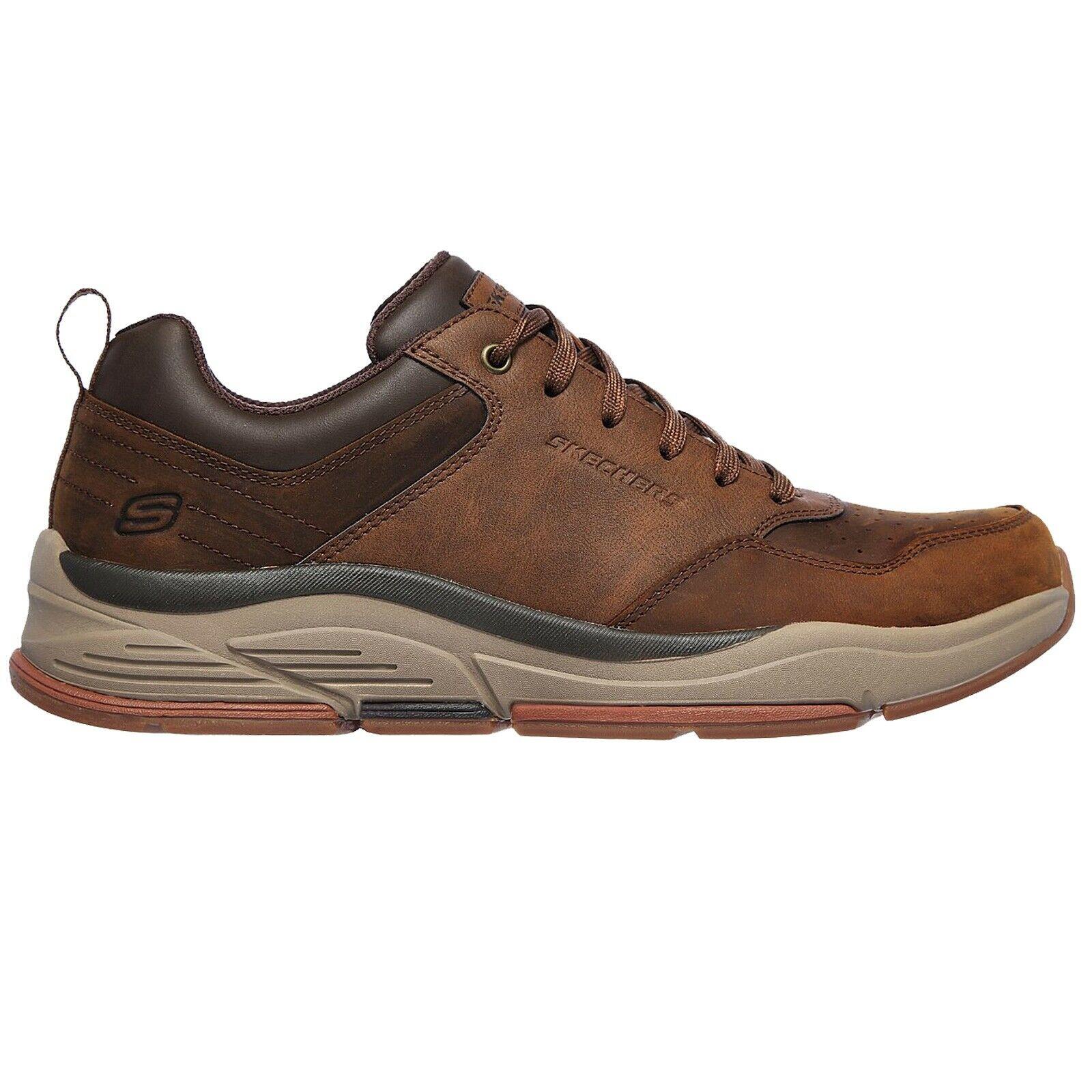 Mens Skechers Benago Treno Dark Brown Relaxed Fit Casual Shoes 66204 ...