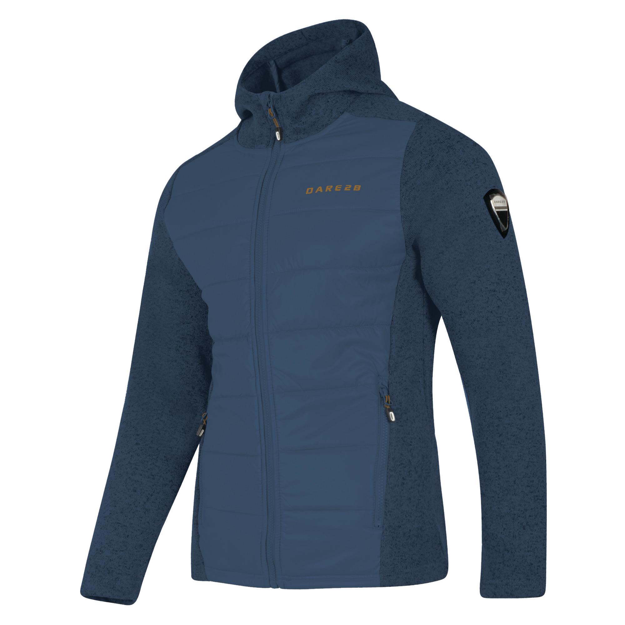 Dare2b Combine Sweater Mens Hooded Full ZIp Fleece Jacket Hybrid - Picture 4 of 16