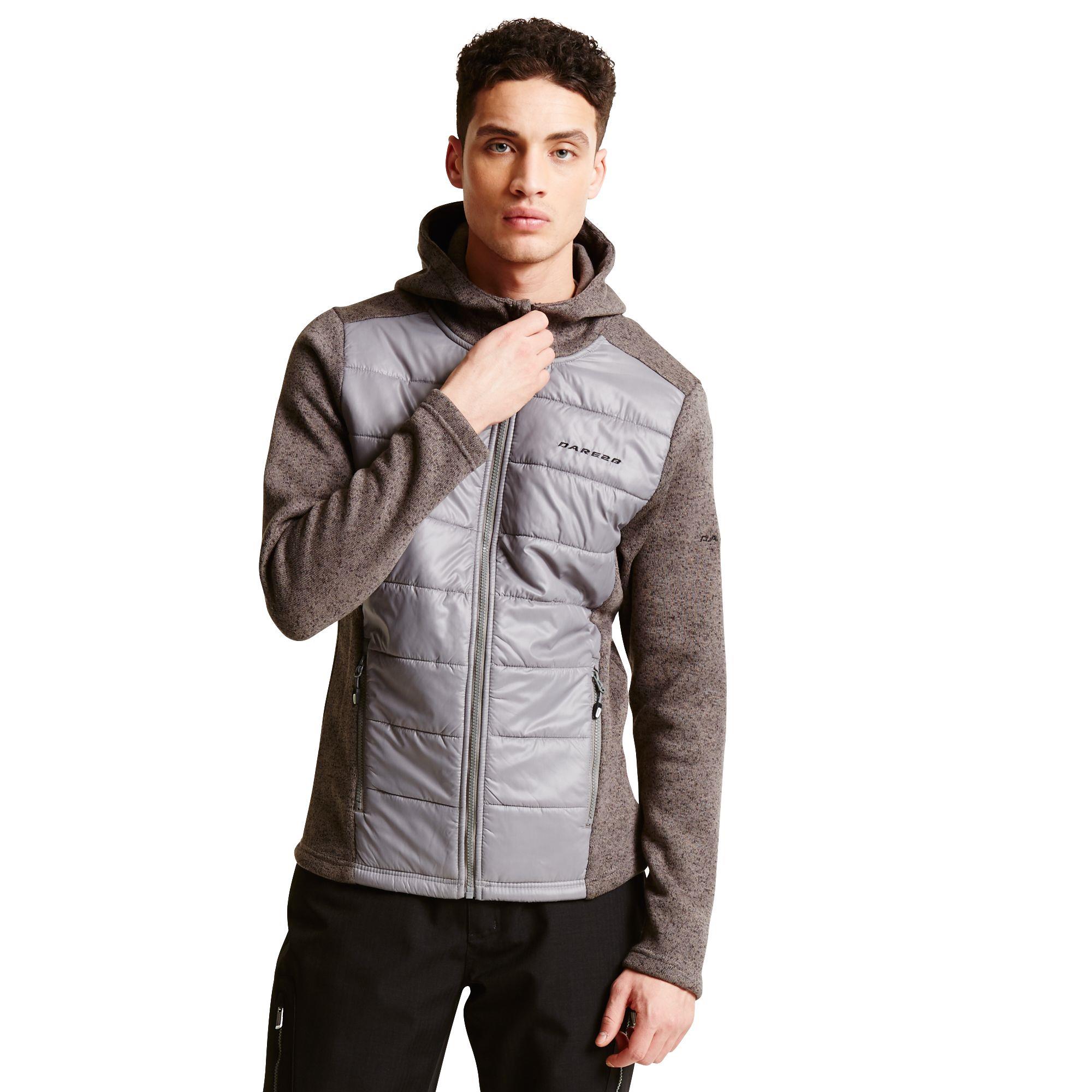 Dare2b Combine Sweater Mens Hooded Full ZIp Fleece Jacket Hybrid - Picture 7 of 16