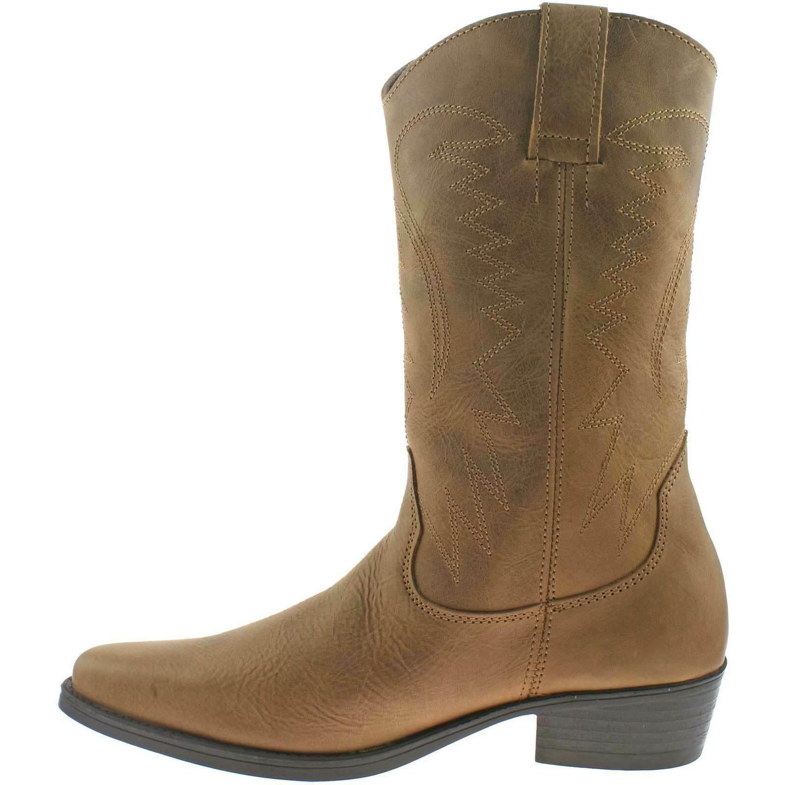 MENS WRANGLER TEX HI LEATHER COWBOY BOOTS SIZE UK 7 12 WESTERN BROWN