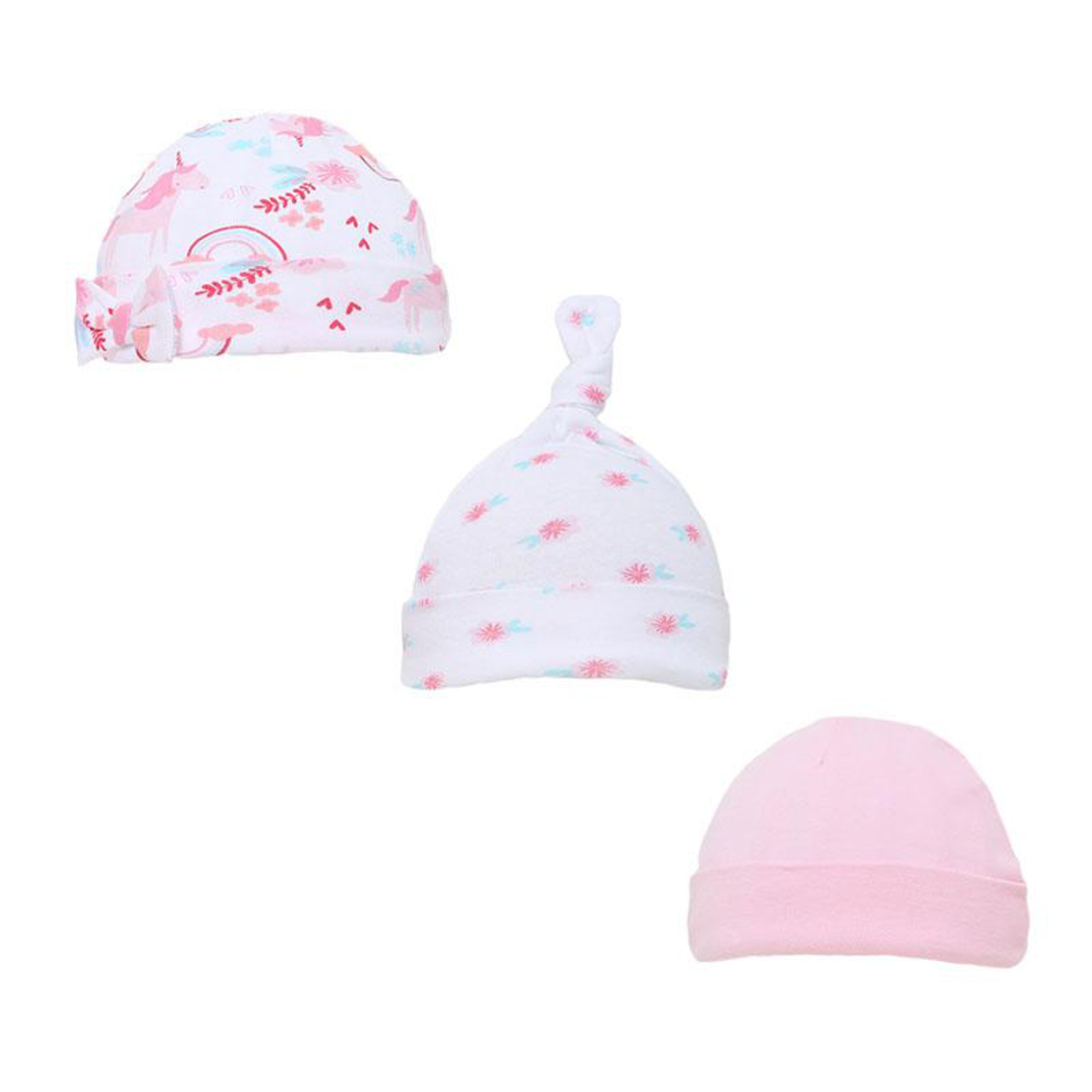 Baby Knot Bow Beanie Hat 3 Pack Girls Boys Unisex Newborn 0-9m Cotton Soft Touch - Picture 3 of 18