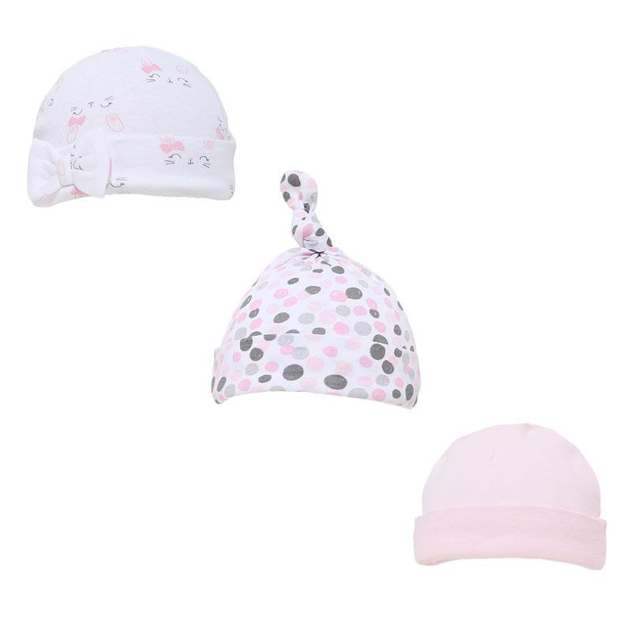 Baby Knot Bow Beanie Hat 3 Pack Girls Boys Unisex Newborn 0-9m Cotton Soft Touch - Picture 5 of 18