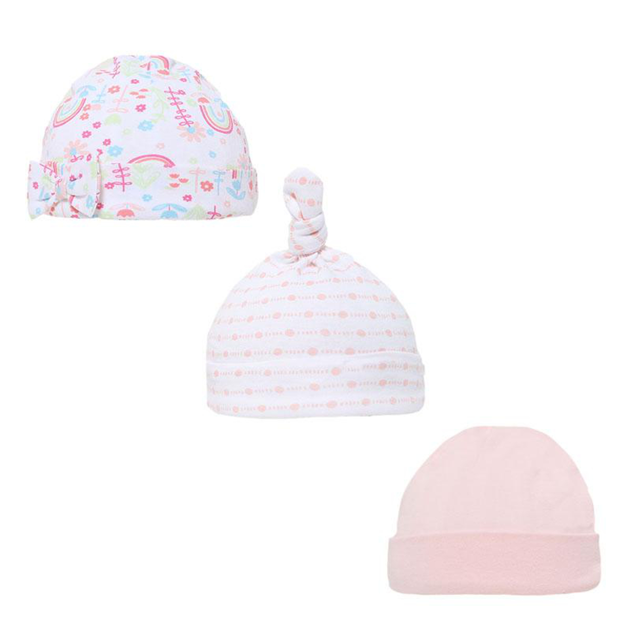 Baby Knot Bow Beanie Hat 3 Pack Girls Boys Unisex Newborn 0-9m Cotton Soft Touch - Picture 9 of 18
