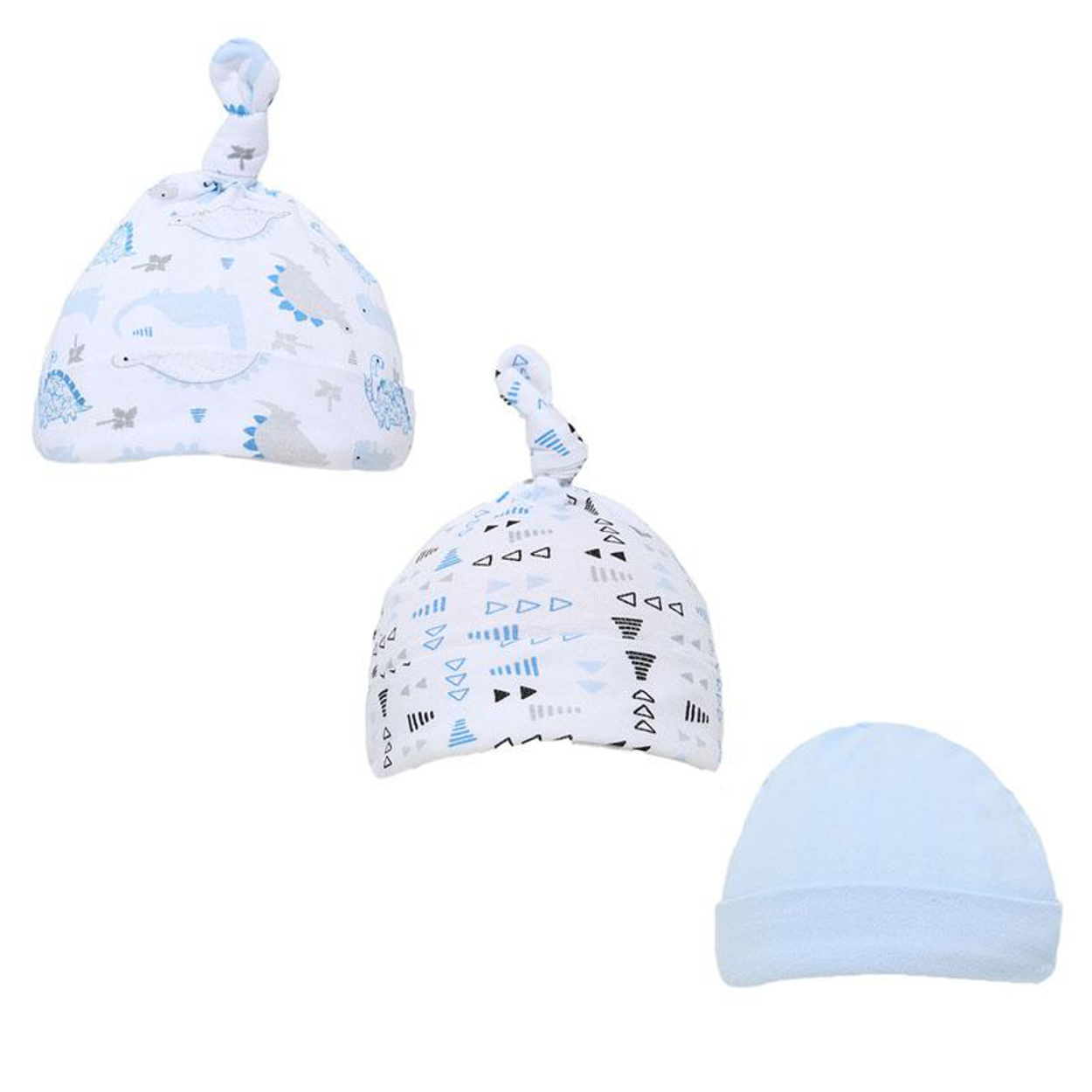 Baby Knot Bow Beanie Hat 3 Pack Girls Boys Unisex Newborn 0-9m Cotton Soft Touch - Picture 11 of 18