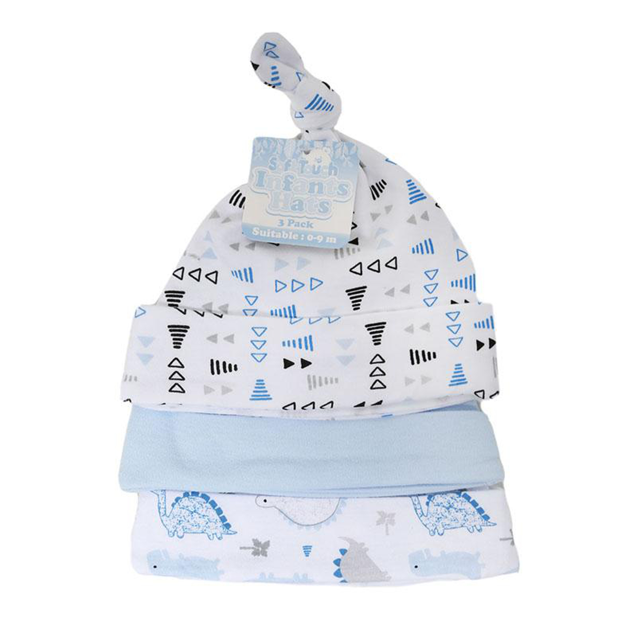 Baby Knot Bow Beanie Hat 3 Pack Girls Boys Unisex Newborn 0-9m Cotton Soft Touch - Picture 12 of 18