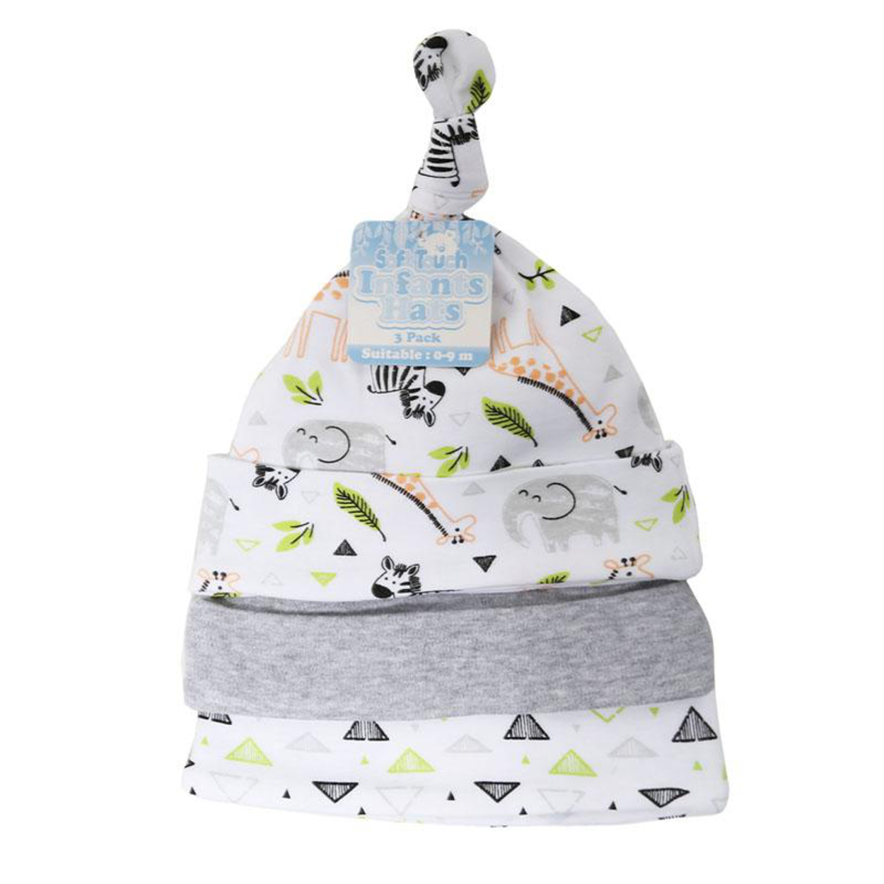 Baby Knot Bow Beanie Hat 3 Pack Girls Boys Unisex Newborn 0-9m Cotton Soft Touch - Picture 14 of 18
