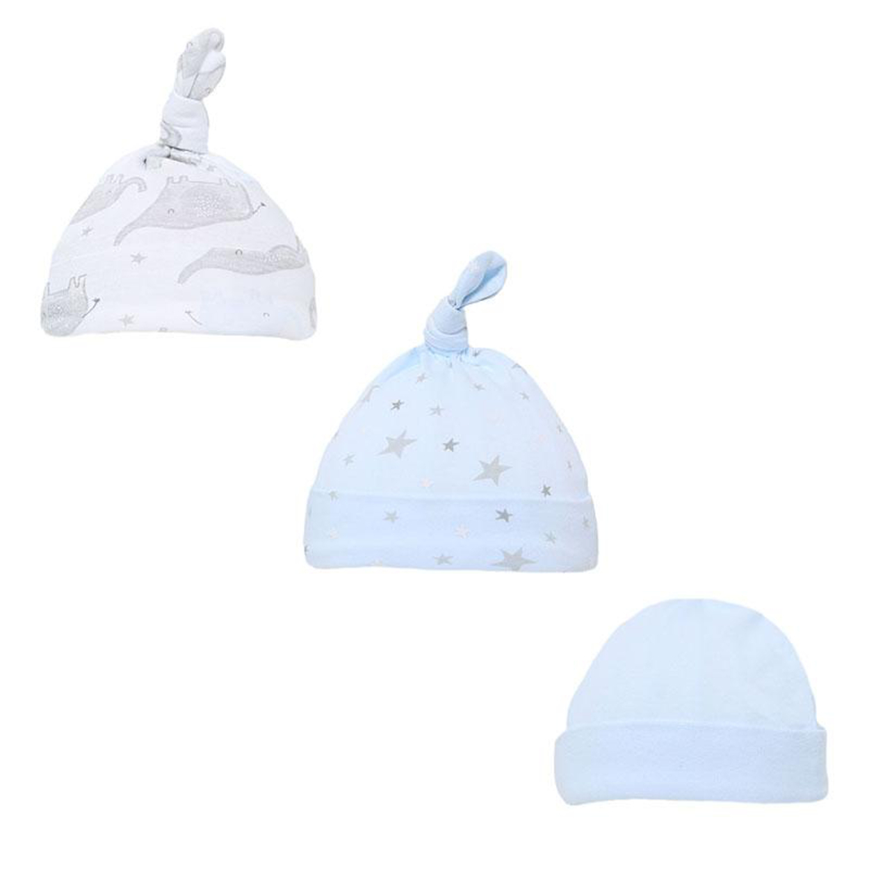 Baby Knot Bow Beanie Hat 3 Pack Girls Boys Unisex Newborn 0-9m Cotton Soft Touch - Picture 15 of 18