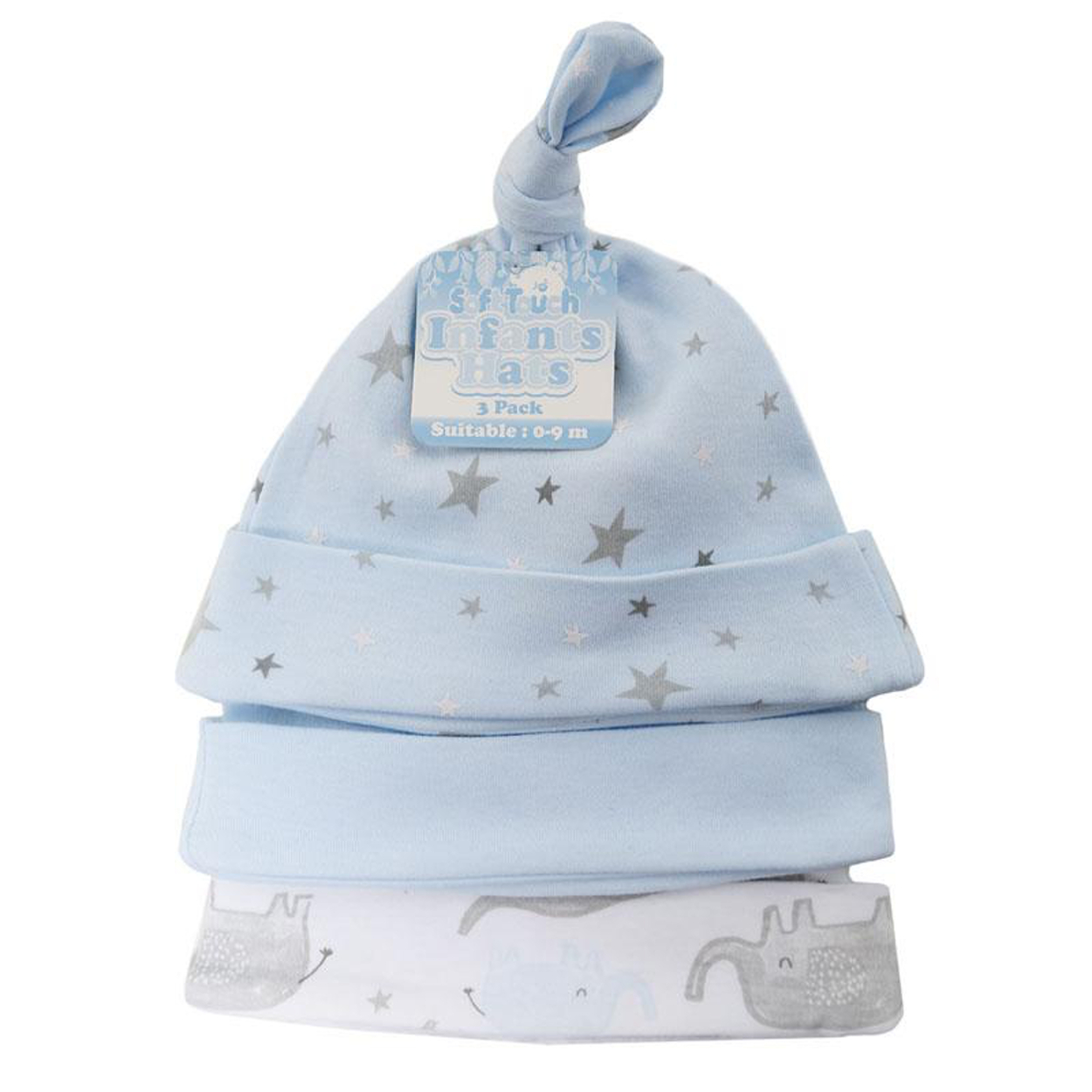 Baby Knot Bow Beanie Hat 3 Pack Girls Boys Unisex Newborn 0-9m Cotton Soft Touch - Picture 16 of 18
