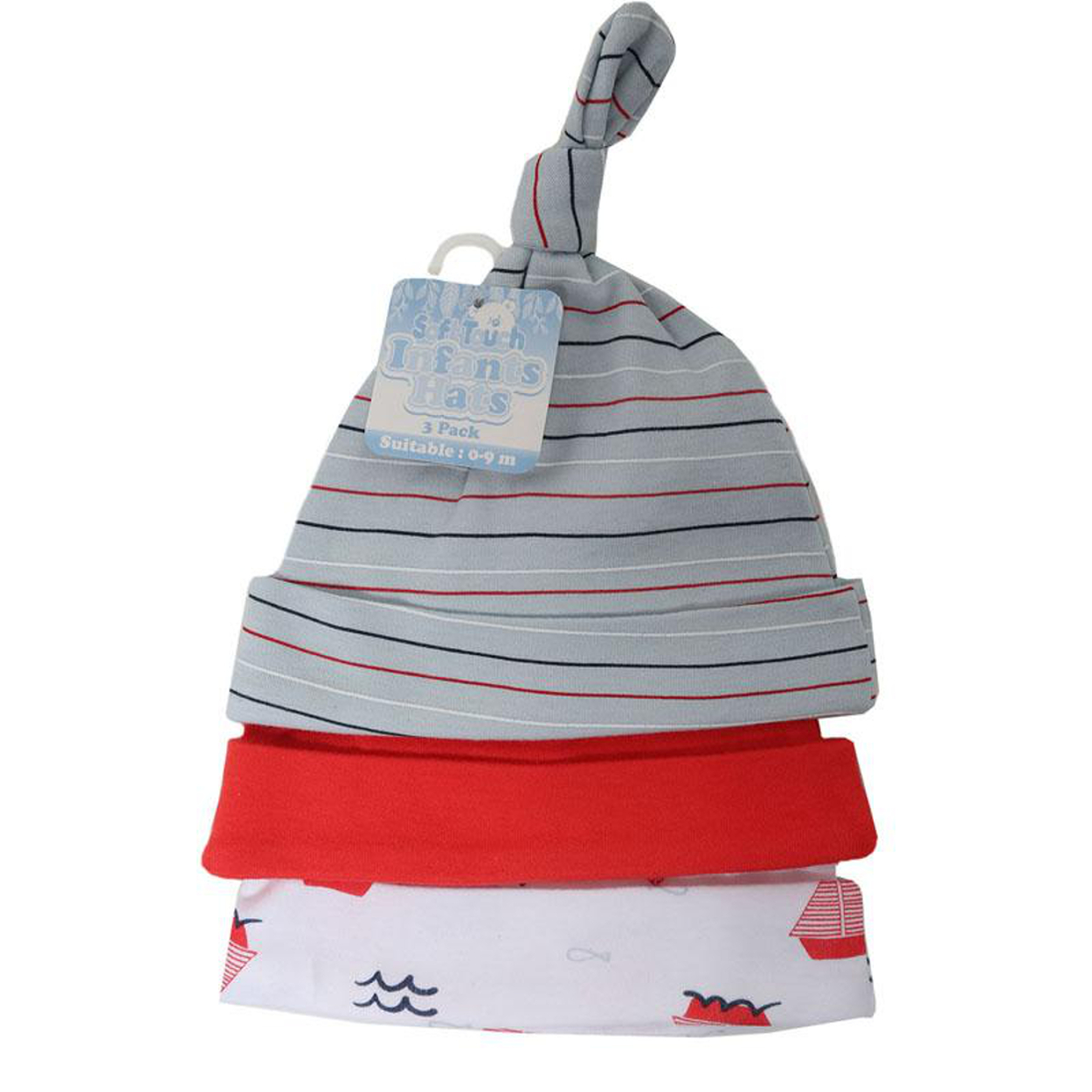 Baby Knot Bow Beanie Hat 3 Pack Girls Boys Unisex Newborn 0-9m Cotton Soft Touch - Picture 18 of 18