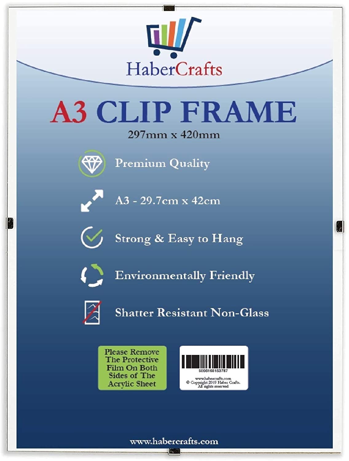 Clip Frame A3 Size Frameless Picture Frame Photo Poster Certificate Non Glass