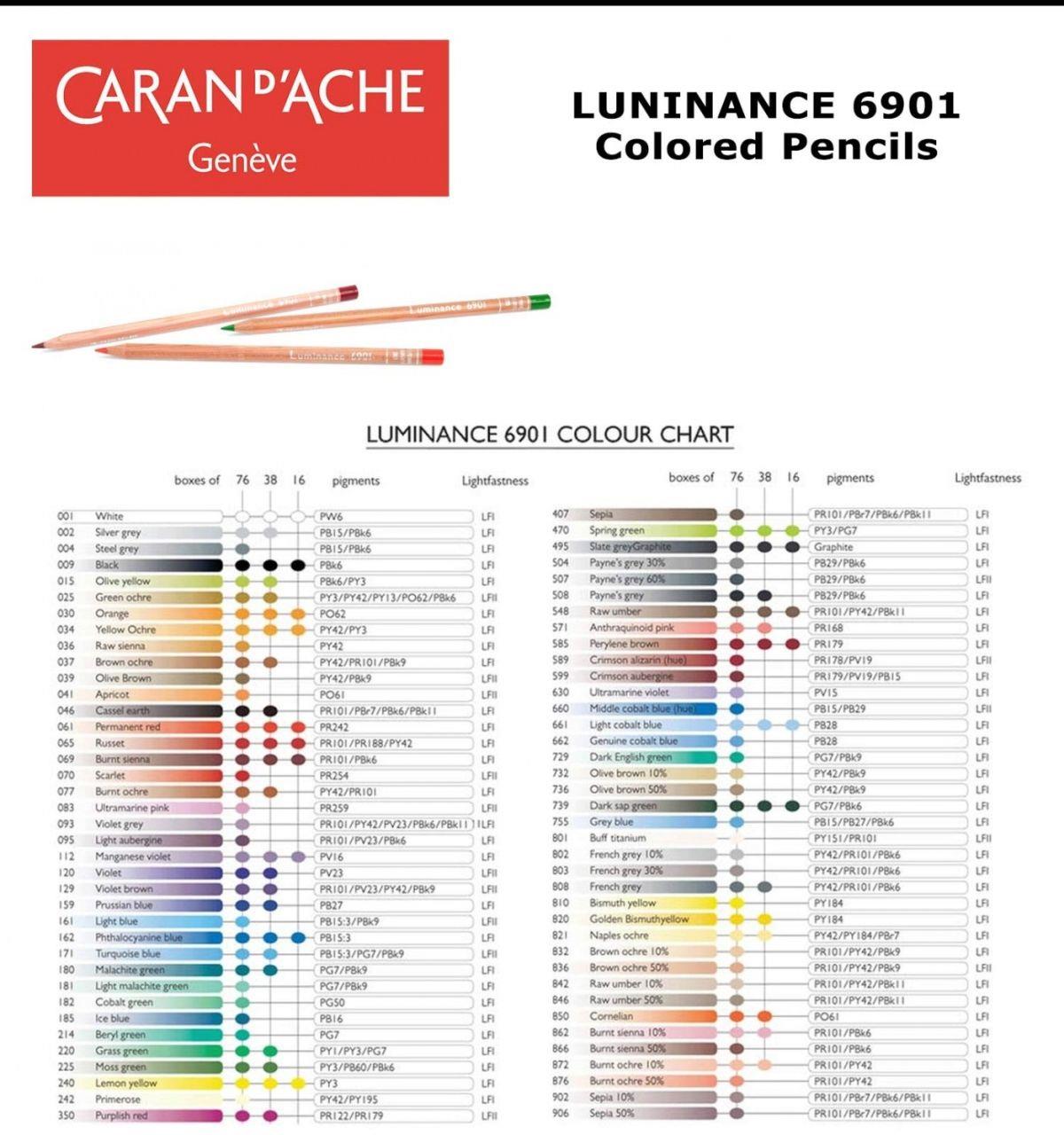Caran d'Ache Luminance 6901® Colour Pencils - Brown or Green