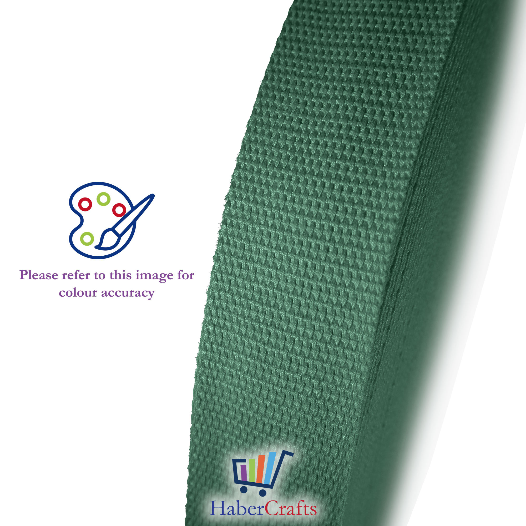Dark Green Colour 38mm Wide Cotton Webbing Strapping Belting Bag Making Fabric - Picture 9 of 11