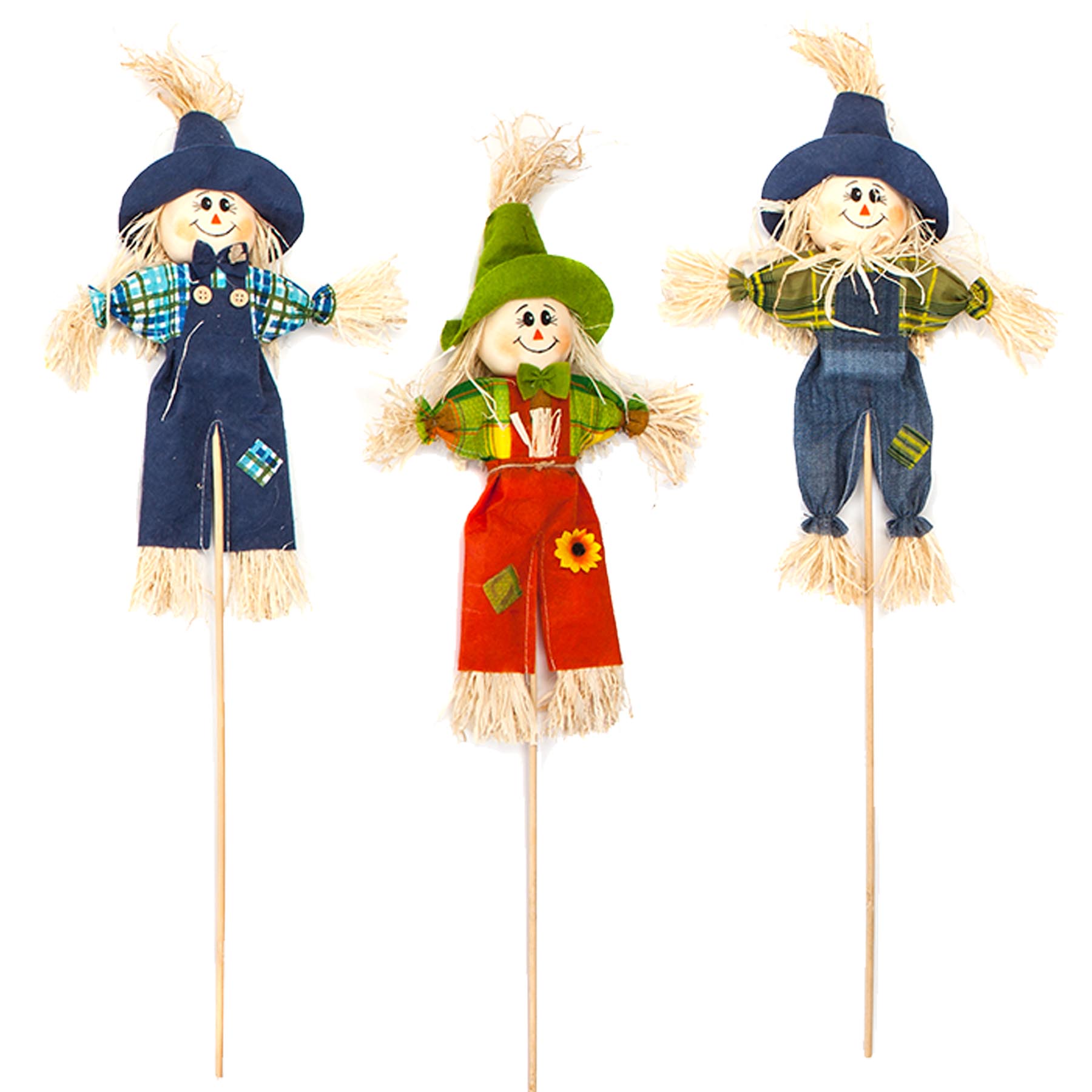 Set of 3 Scarecrow Picks Garden Patios Outdoor - Choose Design - Picture 2 of 3