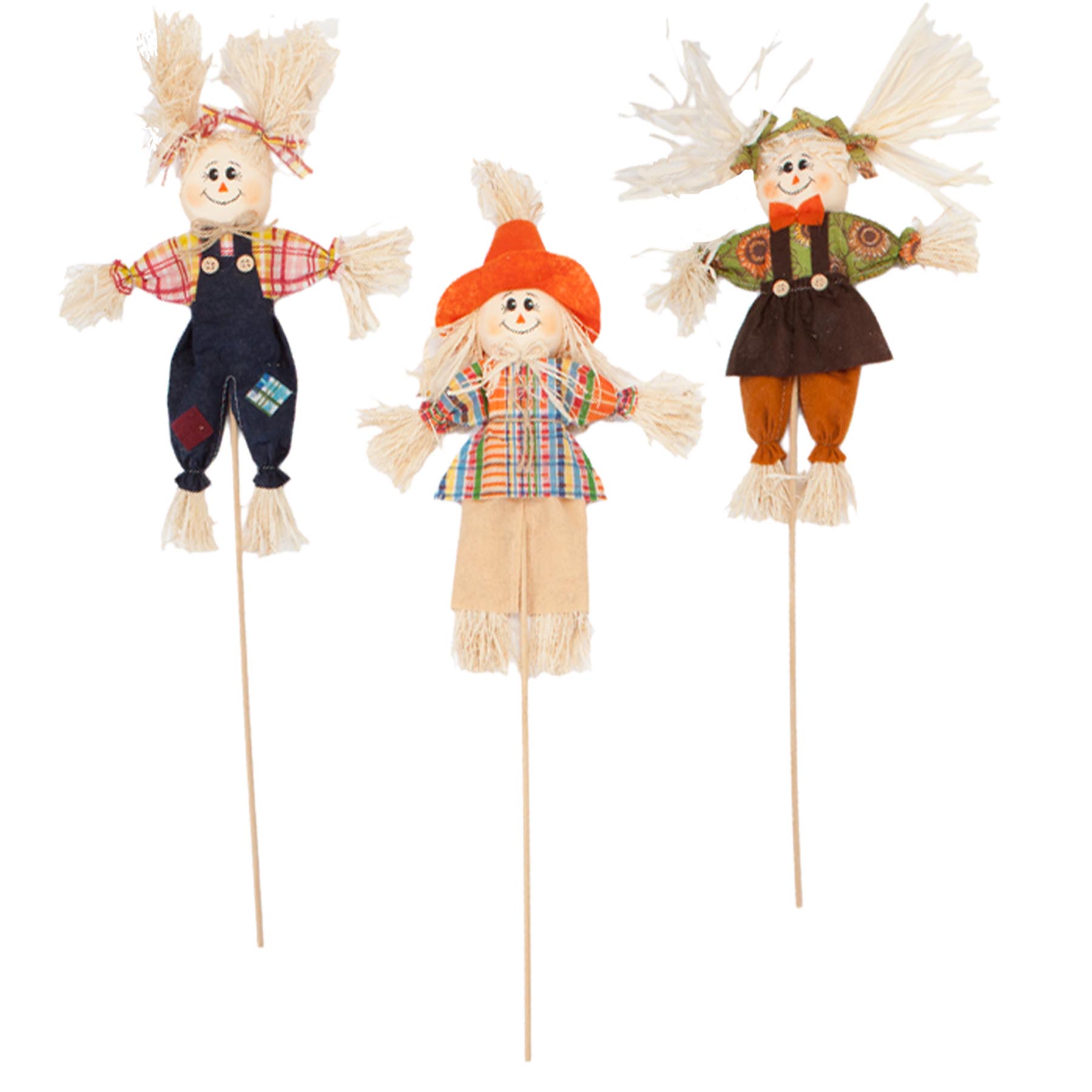 Set of 3 Scarecrow Picks Garden Patios Outdoor - Choose Design - Picture 3 of 3