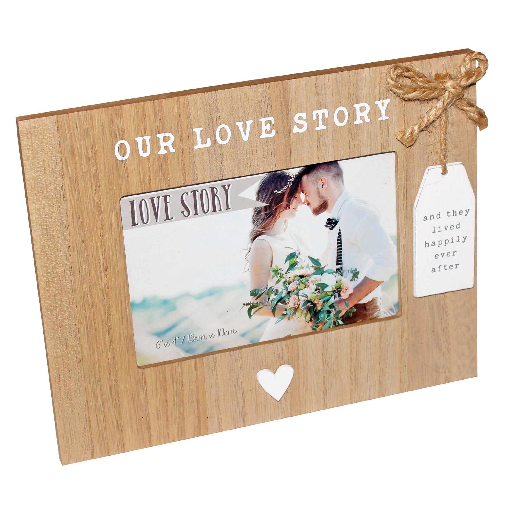 Wedding Wooden 6x4 Photo Frame with Heart and Hanging Plaque - Choose Design - Picture 2 of 12