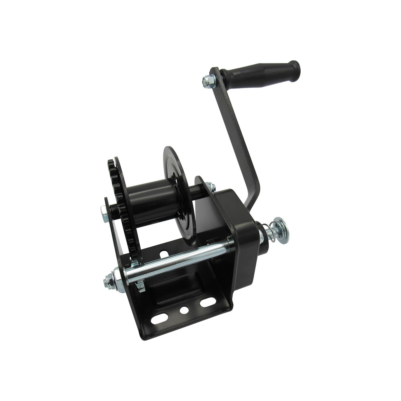 manual hand winch in black finish with brake 600lb - 2500lb (car trailer puller) image 2
