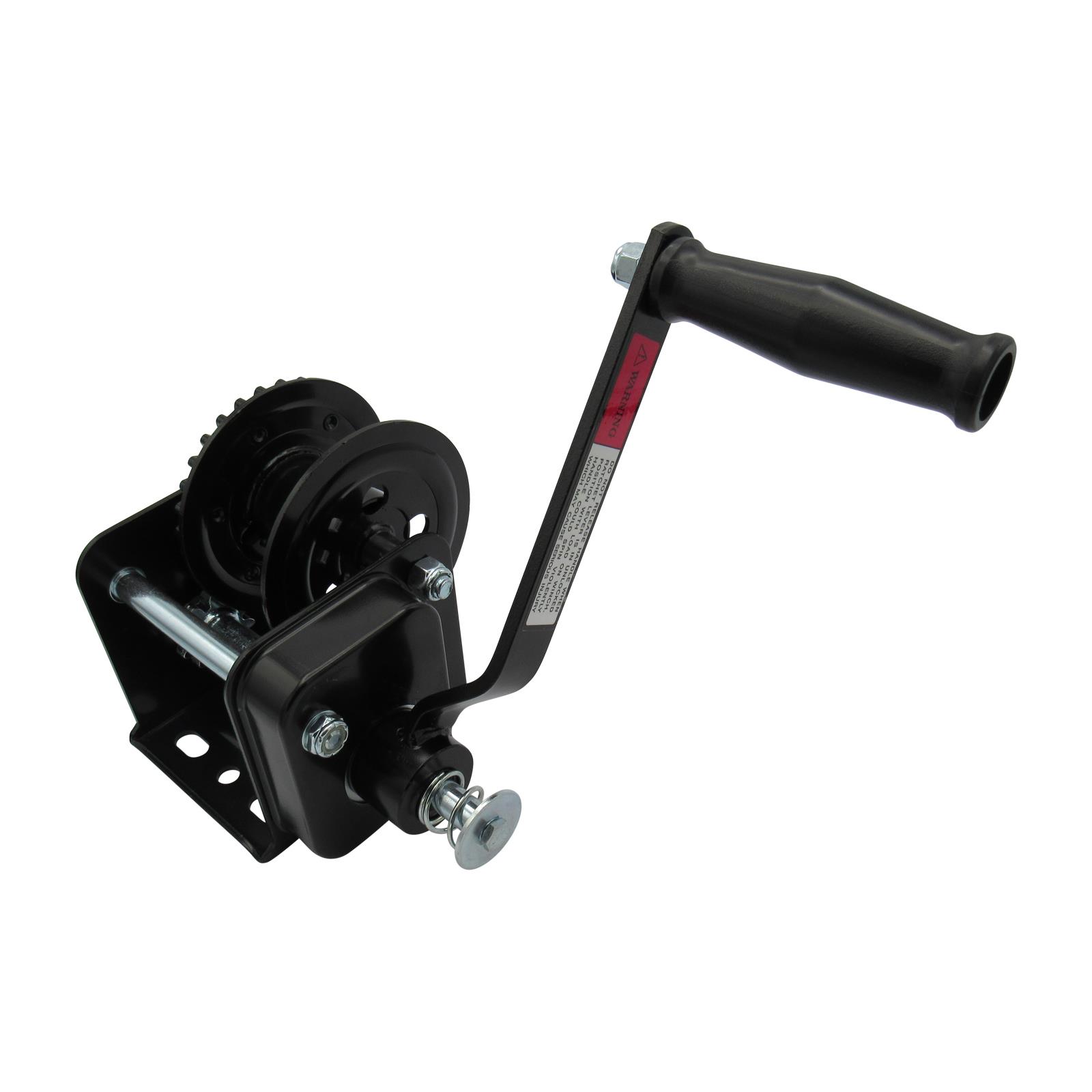 manual hand winch in black finish with brake 600lb - 2500lb (car trailer puller) image 3