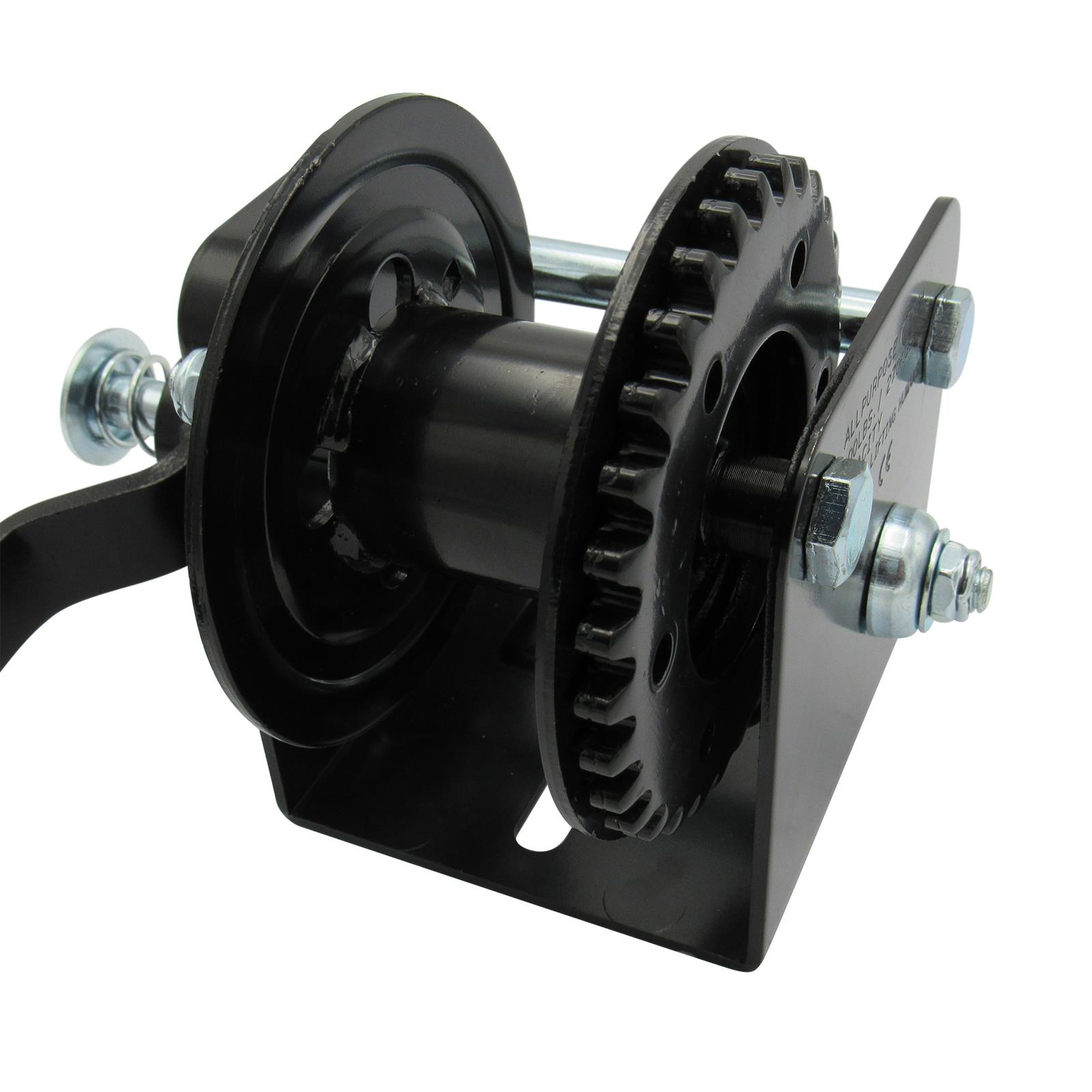 manual hand winch in black finish with brake 600lb - 2500lb (car trailer puller) image 4