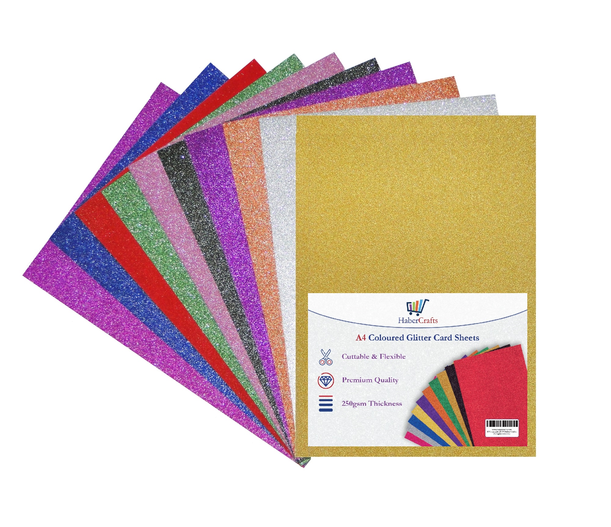 A4 Glitter Card Fixed Sparkle Card 250gsm Non Shed Card Arts Crafts (10