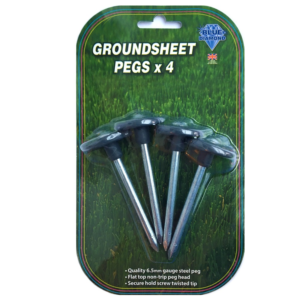 Blue Diamond Metal Groundsheet Pegs 4 Pack Camping Awning Ground