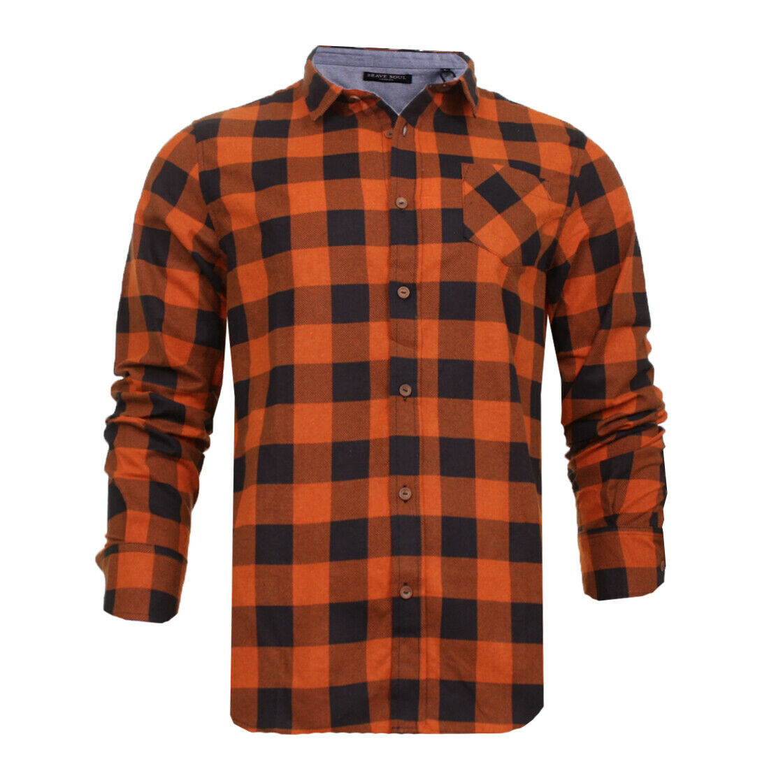 Mens Check Shirt Lumberjack Work Shirt Brushed Flannel Cotton Brave ...