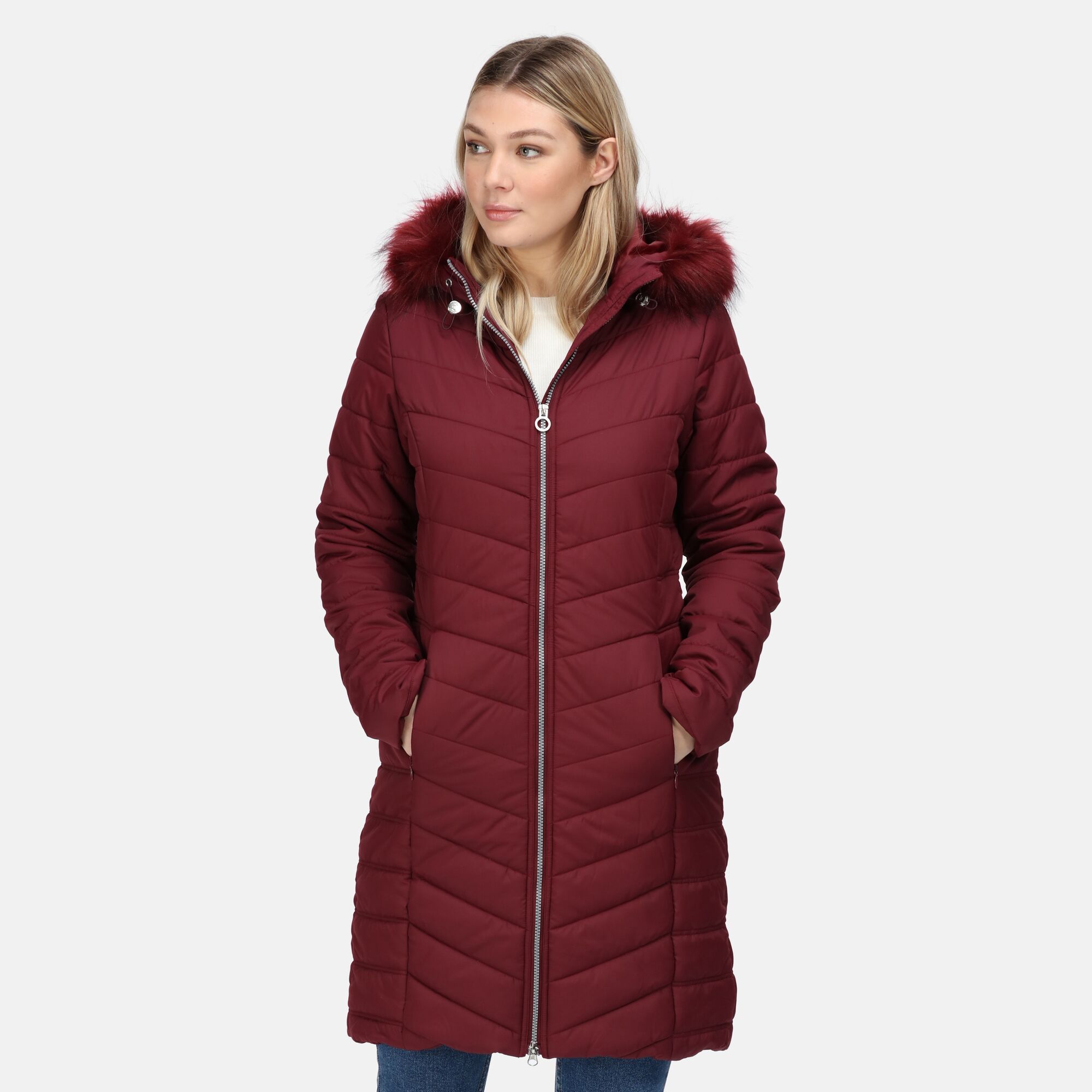 Women's fritha insulated quilted fur trimmed hooded parka jacket new arrivals